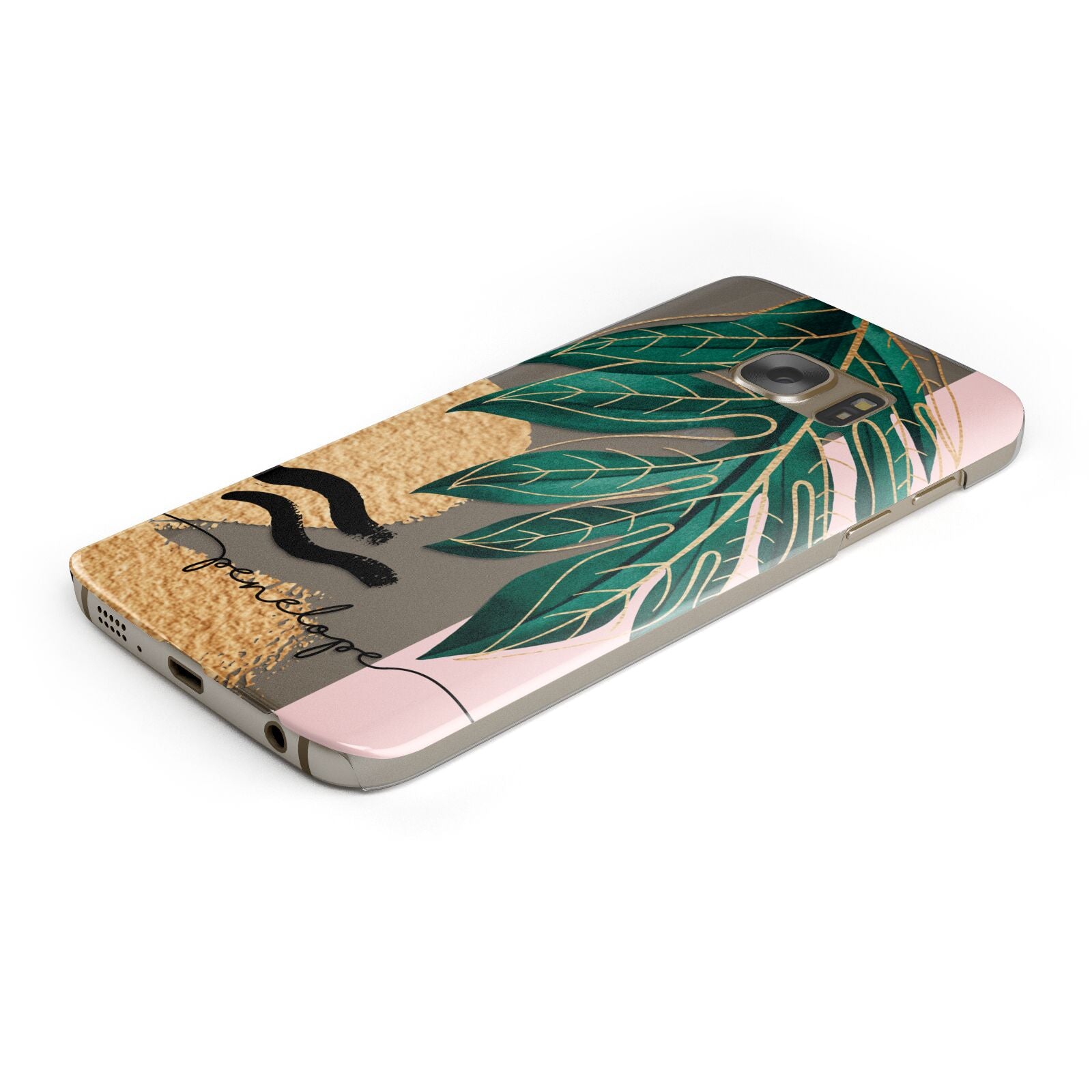 Personalised Golden Tropics Protective Samsung Galaxy Case Angled Image