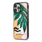Personalised Golden Tropics iPhone 13 Pro Max Black Impact Case Side Angle on Silver phone