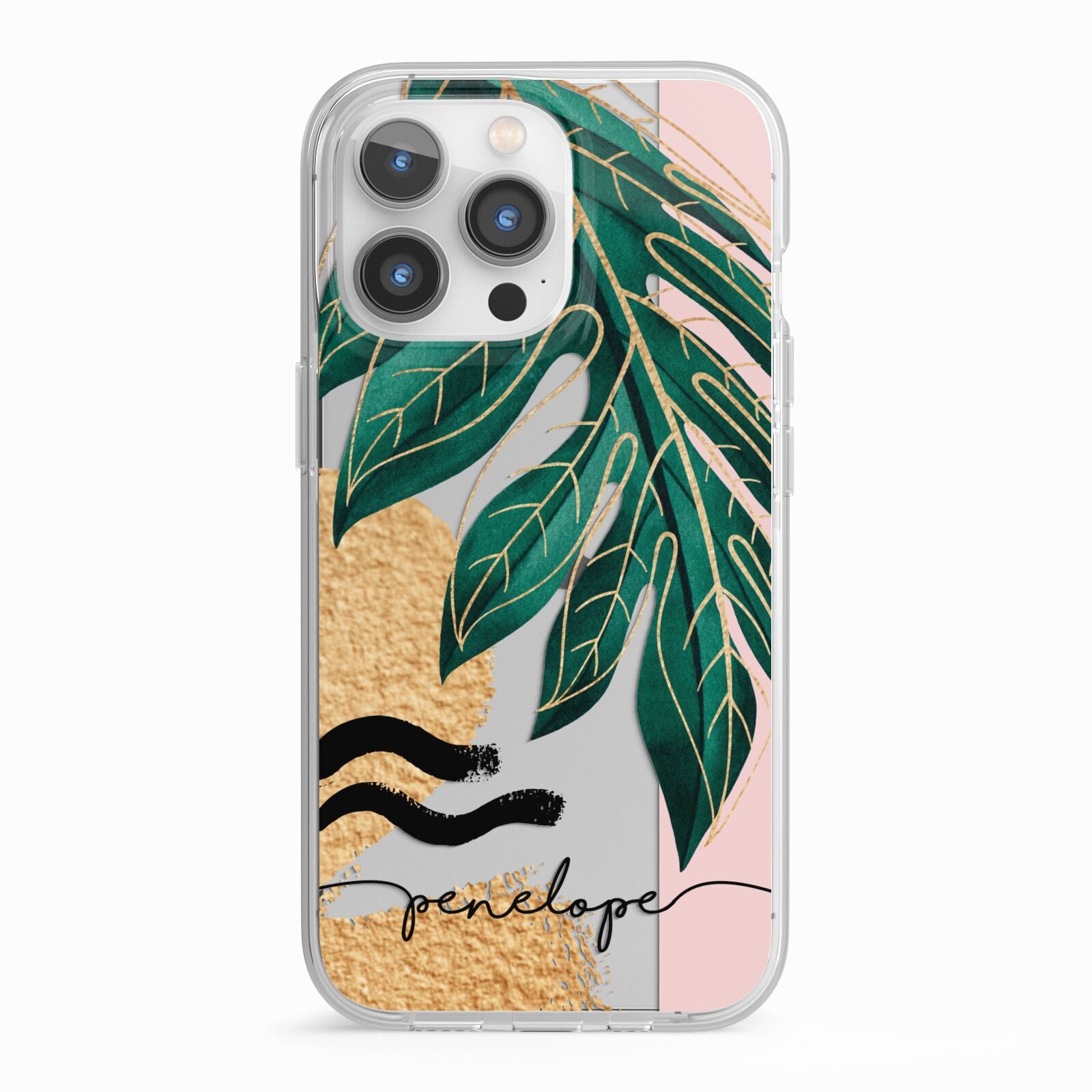 Personalised Golden Tropics iPhone 13 Pro TPU Impact Case with White Edges