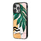 Personalised Golden Tropics iPhone 14 Pro Max Black Impact Case Side Angle on Silver phone
