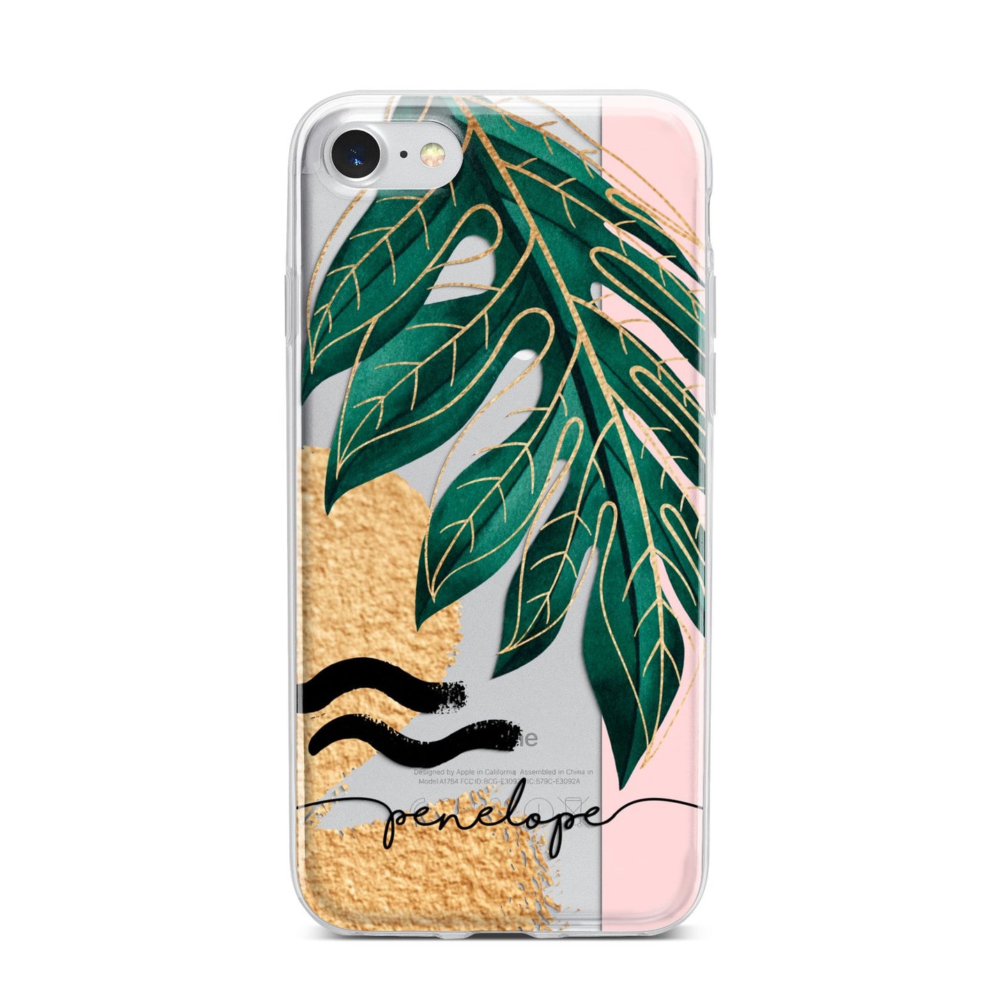 Personalised Golden Tropics iPhone 7 Bumper Case on Silver iPhone