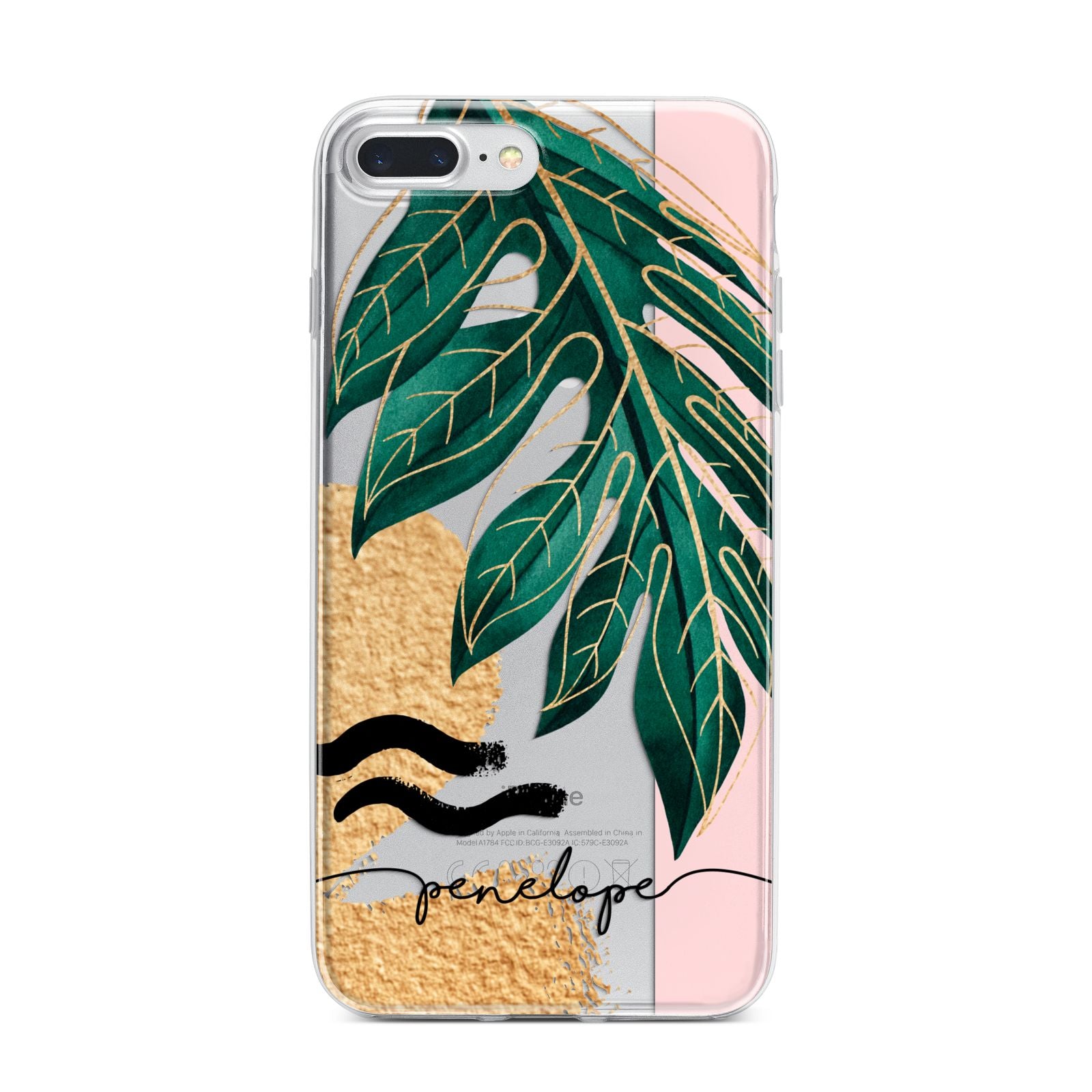 Personalised Golden Tropics iPhone 7 Plus Bumper Case on Silver iPhone