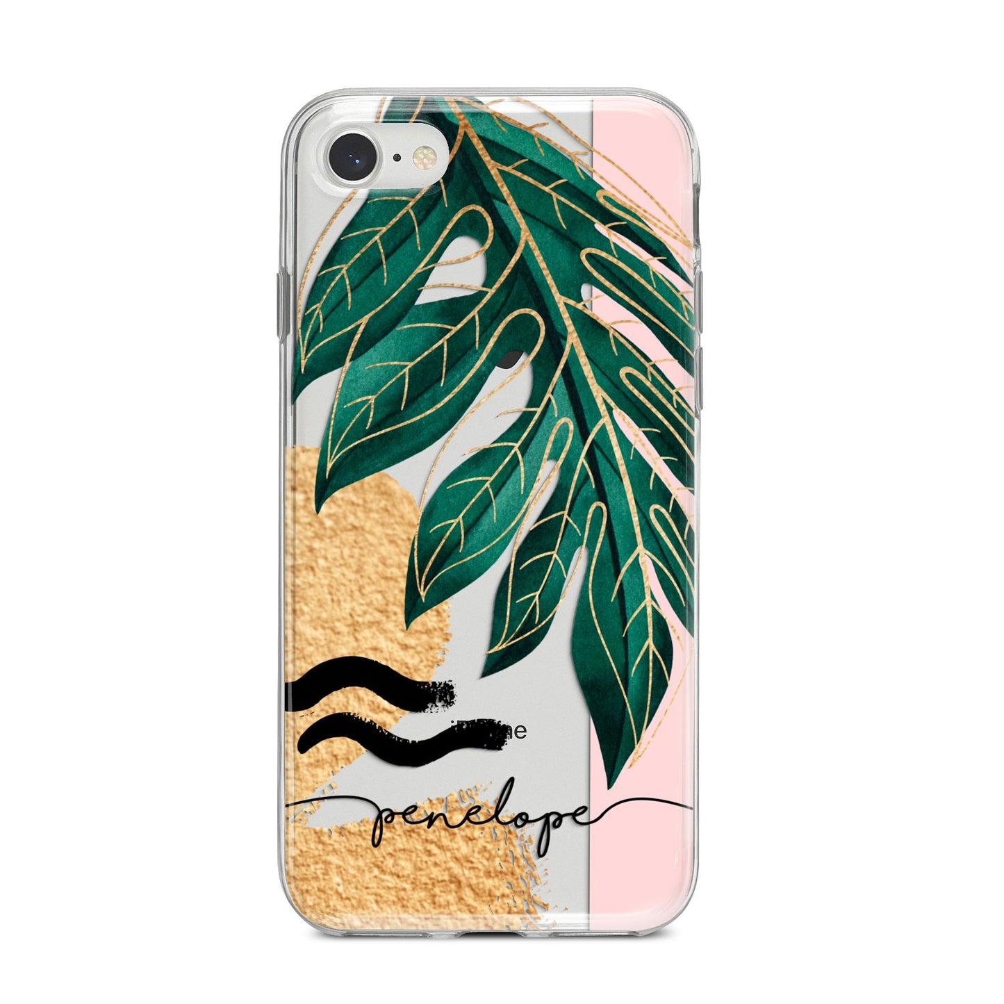 Personalised Golden Tropics iPhone 8 Bumper Case on Silver iPhone