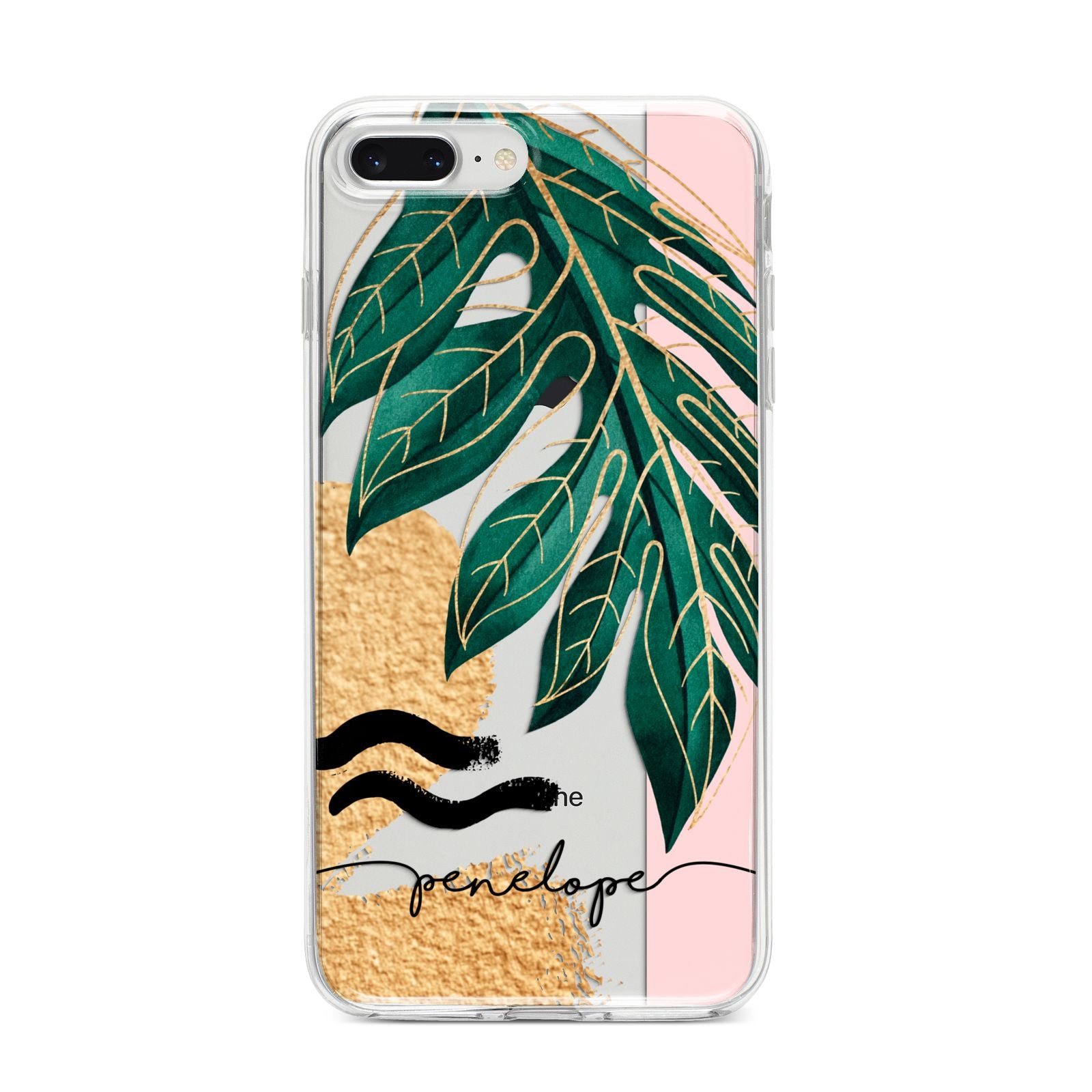 Personalised Golden Tropics iPhone 8 Plus Bumper Case on Silver iPhone