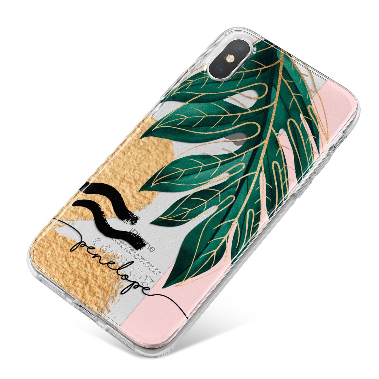 Personalised Golden Tropics iPhone X Bumper Case on Silver iPhone
