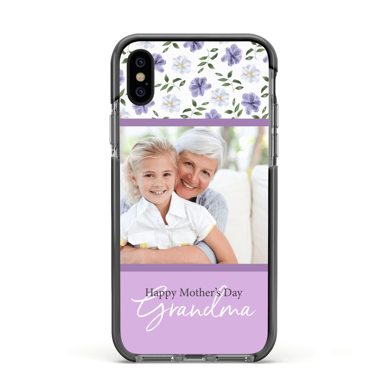 Personalised Grandma Mother s Day Apple iPhone Xs Impact Case Black Edge on Black Phone