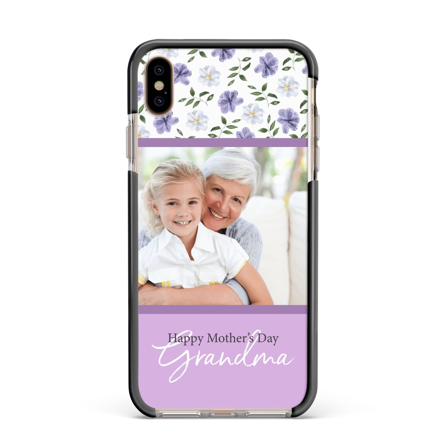 Personalised Grandma Mother s Day Apple iPhone Xs Max Impact Case Black Edge on Gold Phone