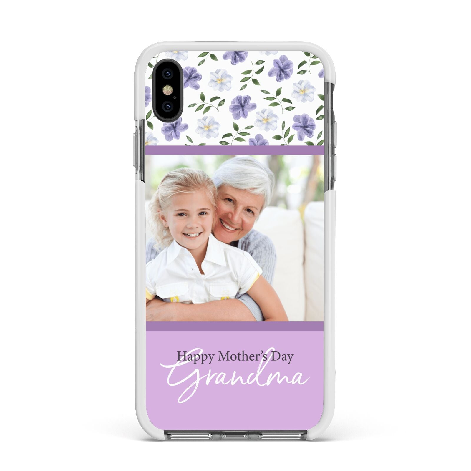 Personalised Grandma Mother s Day Apple iPhone Xs Max Impact Case White Edge on Black Phone