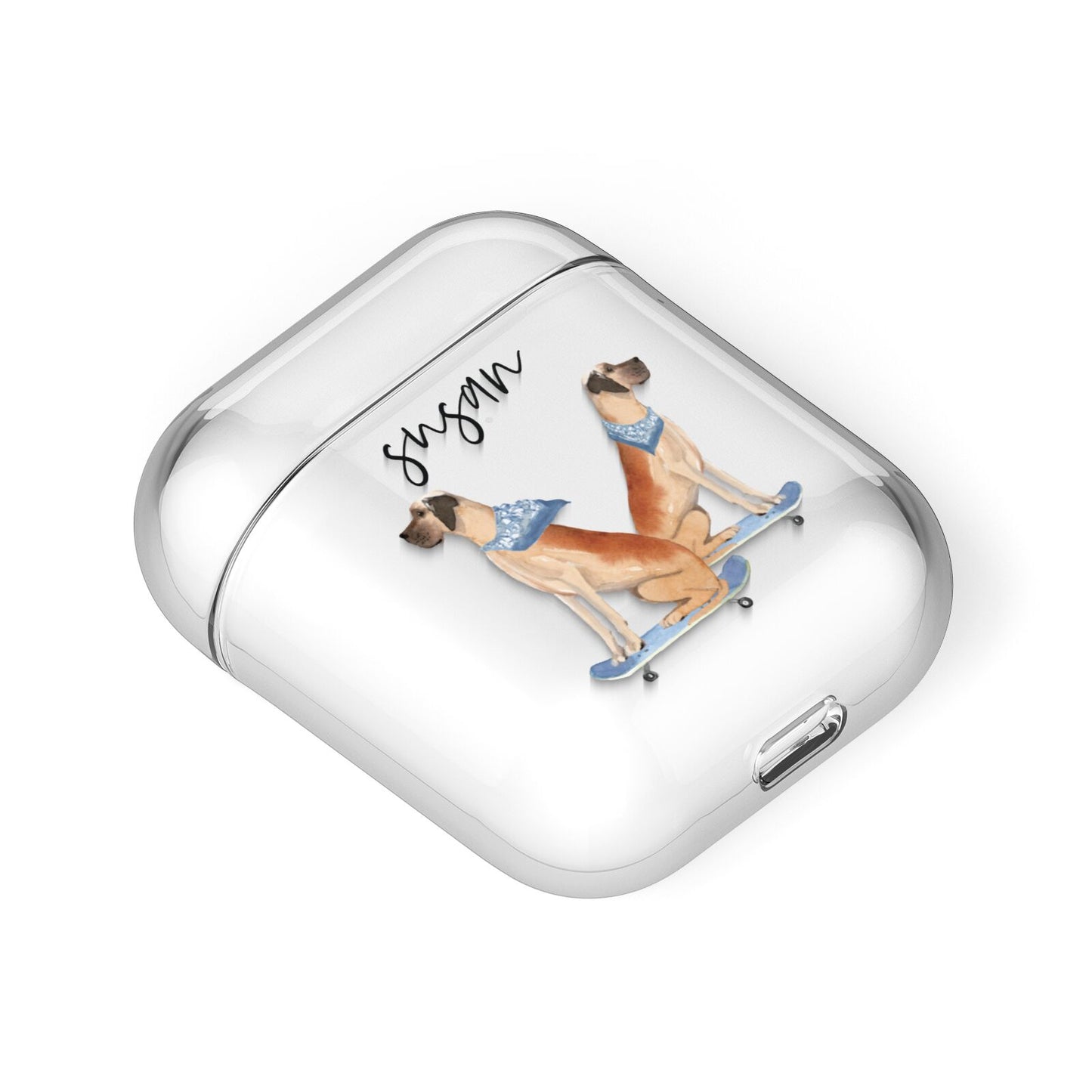 Personalised Great Dane AirPods Case Laid Flat