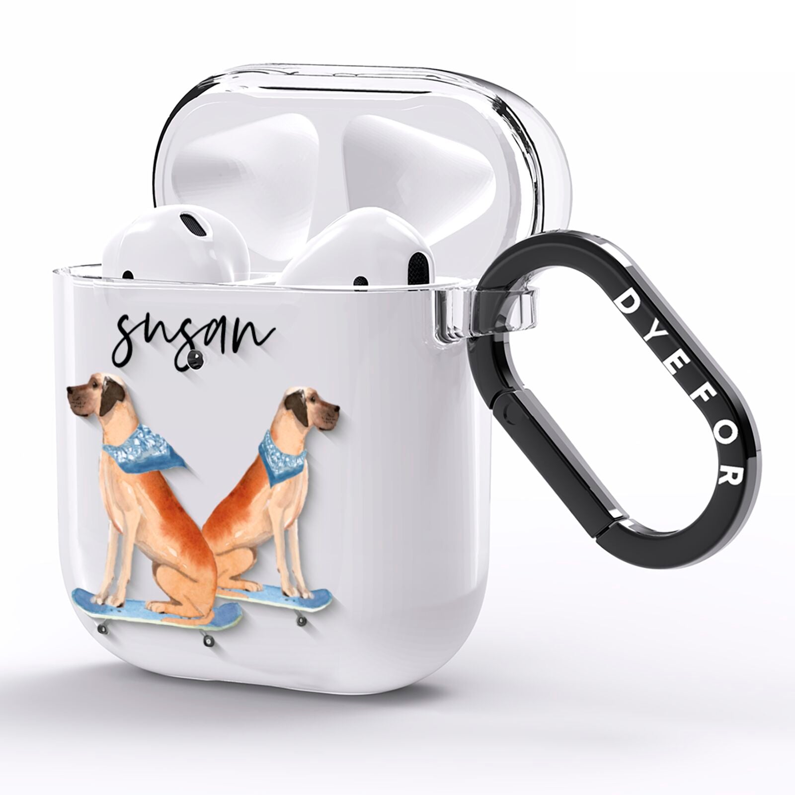 Personalised Great Dane AirPods Clear Case Side Image