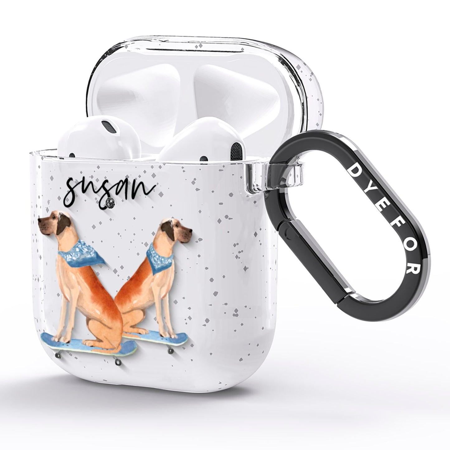 Personalised Great Dane AirPods Glitter Case Side Image