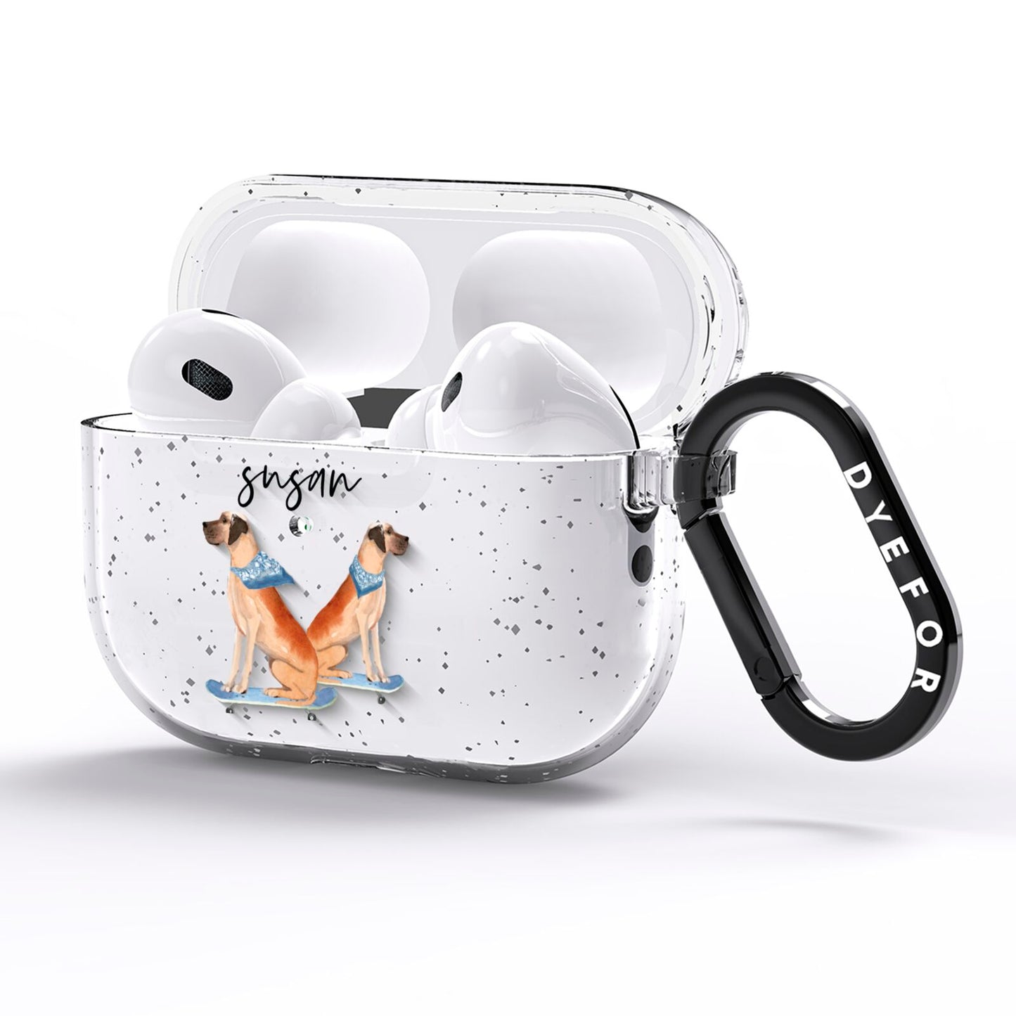 Personalised Great Dane AirPods Pro Glitter Case Side Image