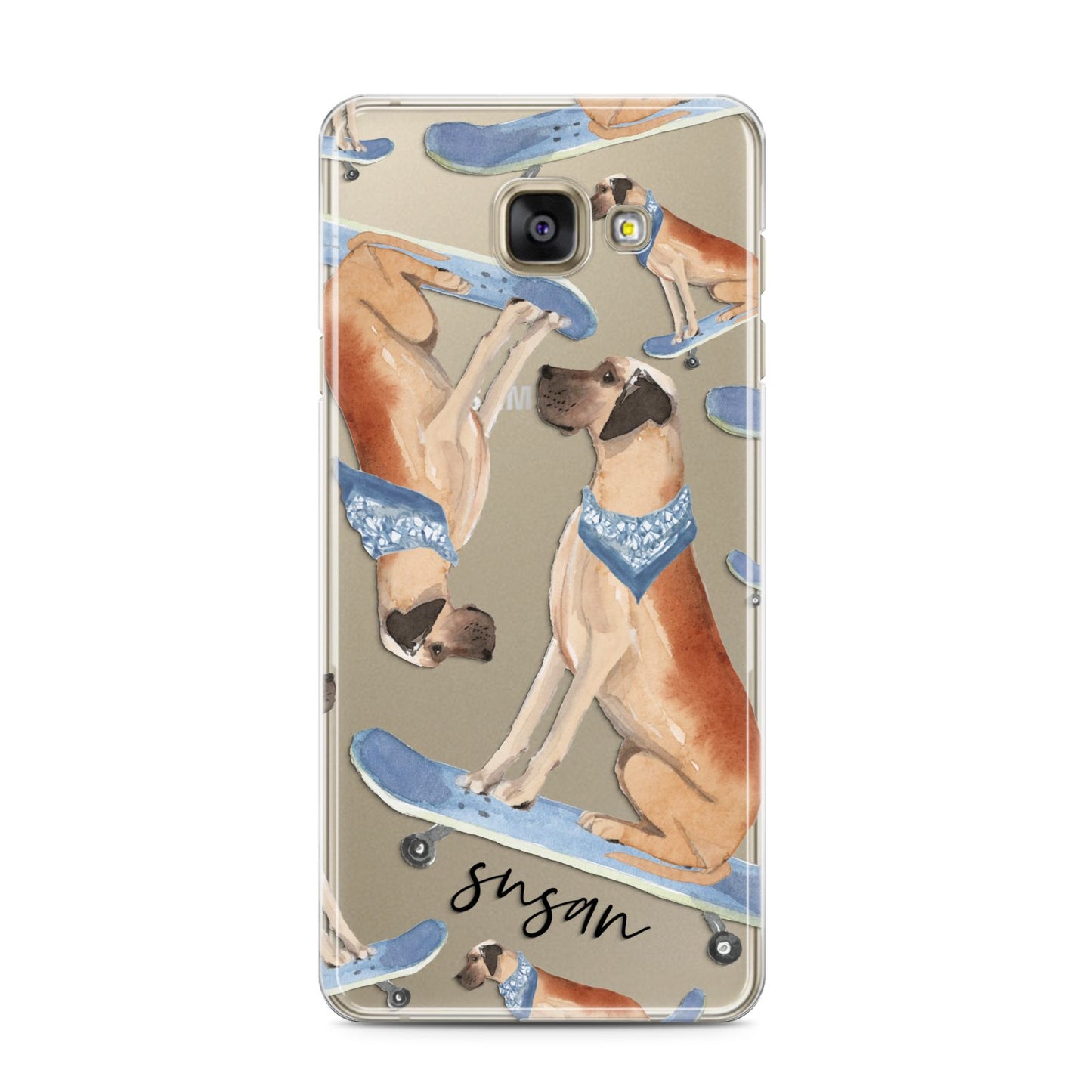 Personalised Great Dane Samsung Galaxy A3 2016 Case on gold phone