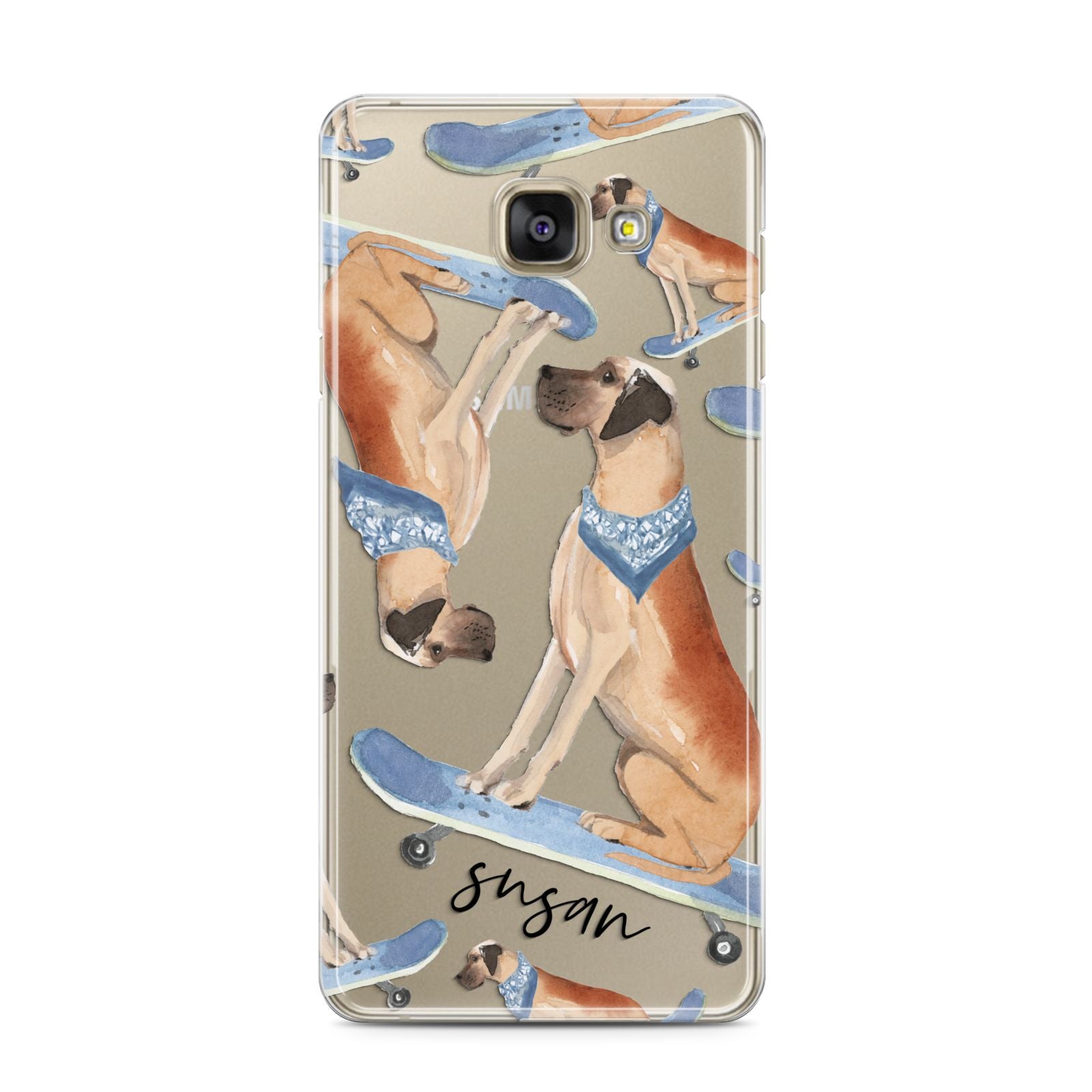 Personalised Great Dane Samsung Galaxy A3 2016 Case on gold phone