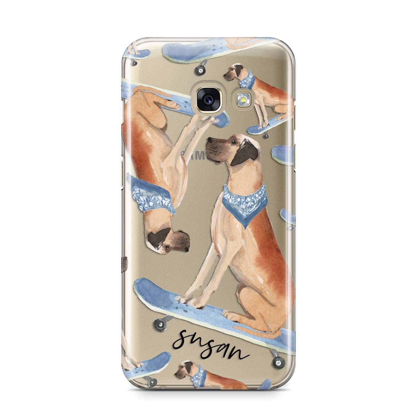 Personalised Great Dane Samsung Galaxy A3 2017 Case on gold phone