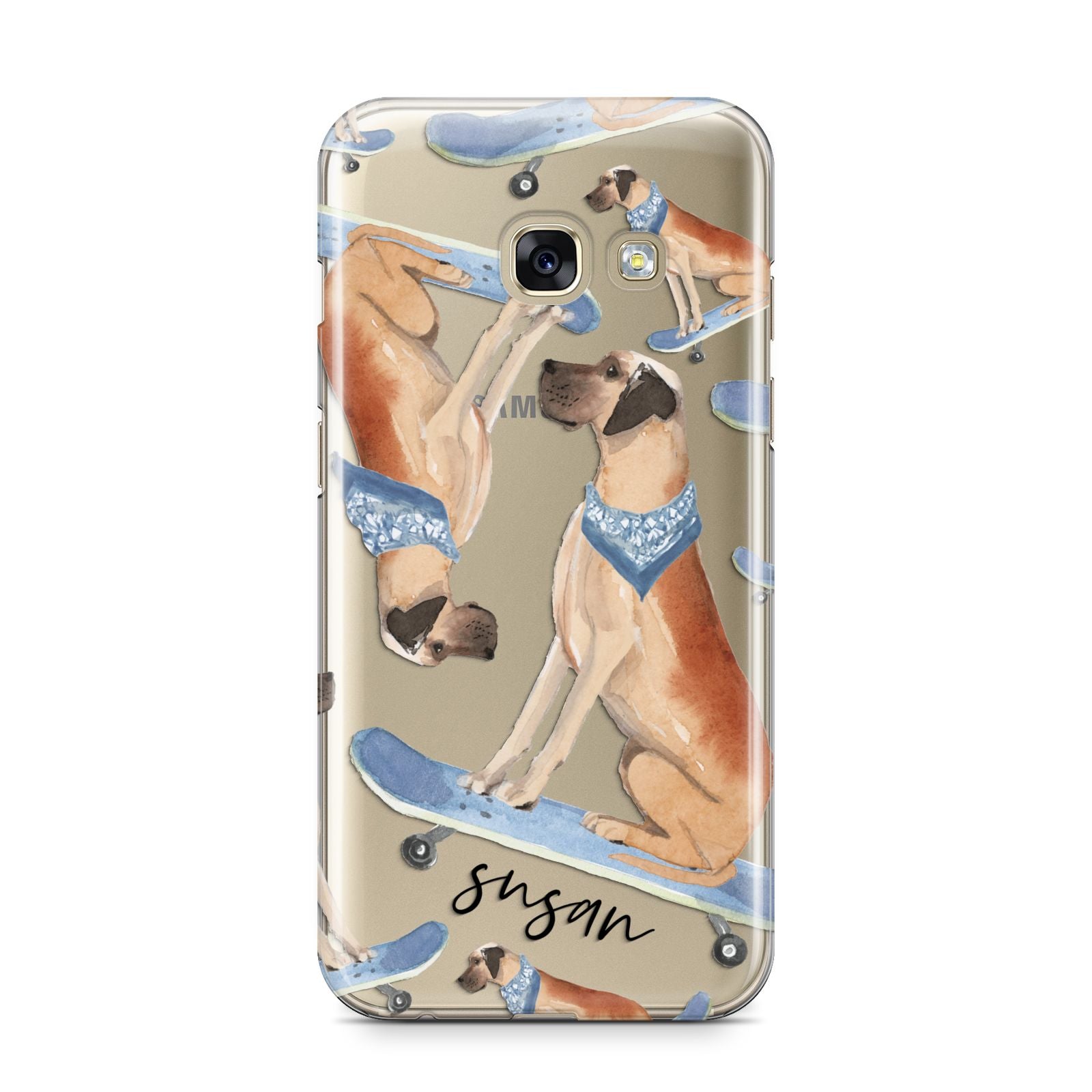 Personalised Great Dane Samsung Galaxy A3 2017 Case on gold phone