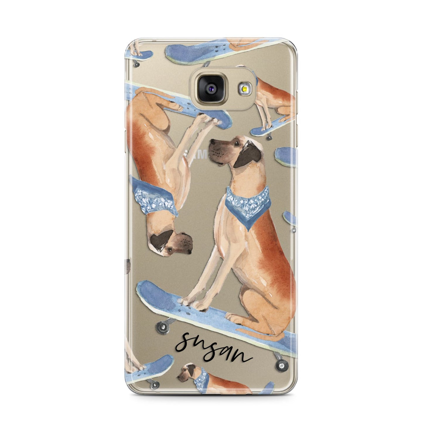 Personalised Great Dane Samsung Galaxy A7 2016 Case on gold phone