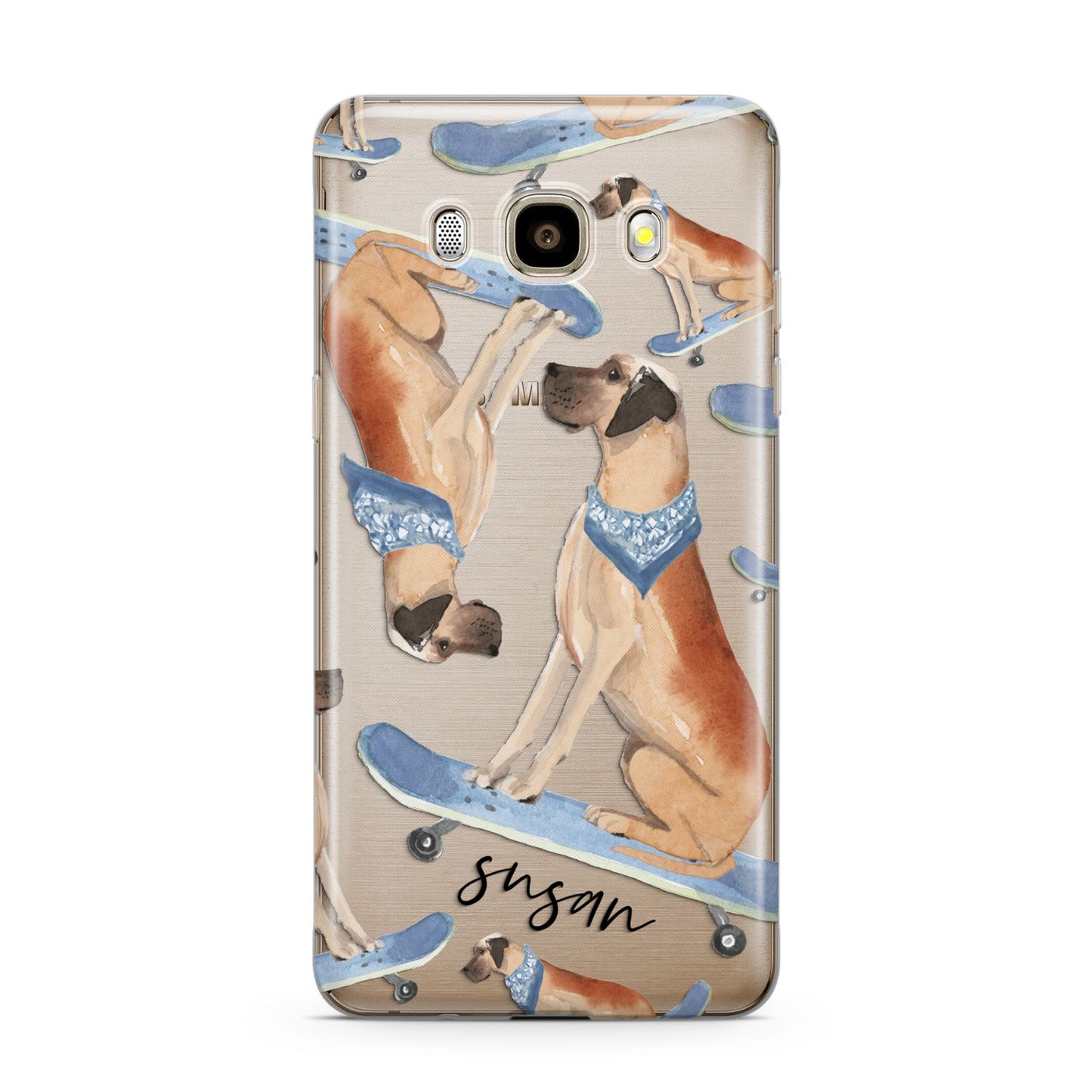 Personalised Great Dane Samsung Galaxy J7 2016 Case on gold phone