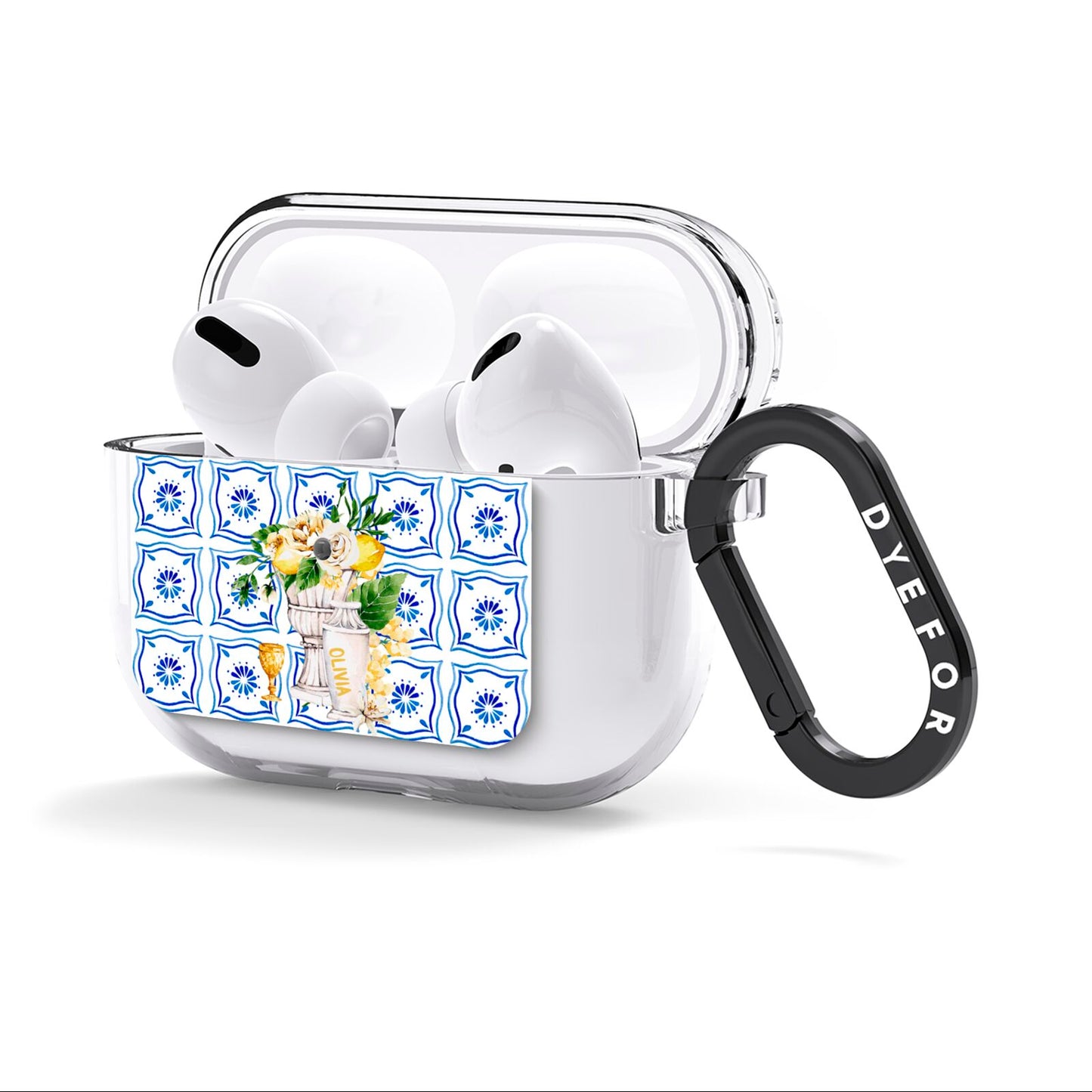 Personalised Greek Tiles AirPods Clear Case 3rd Gen Side Image