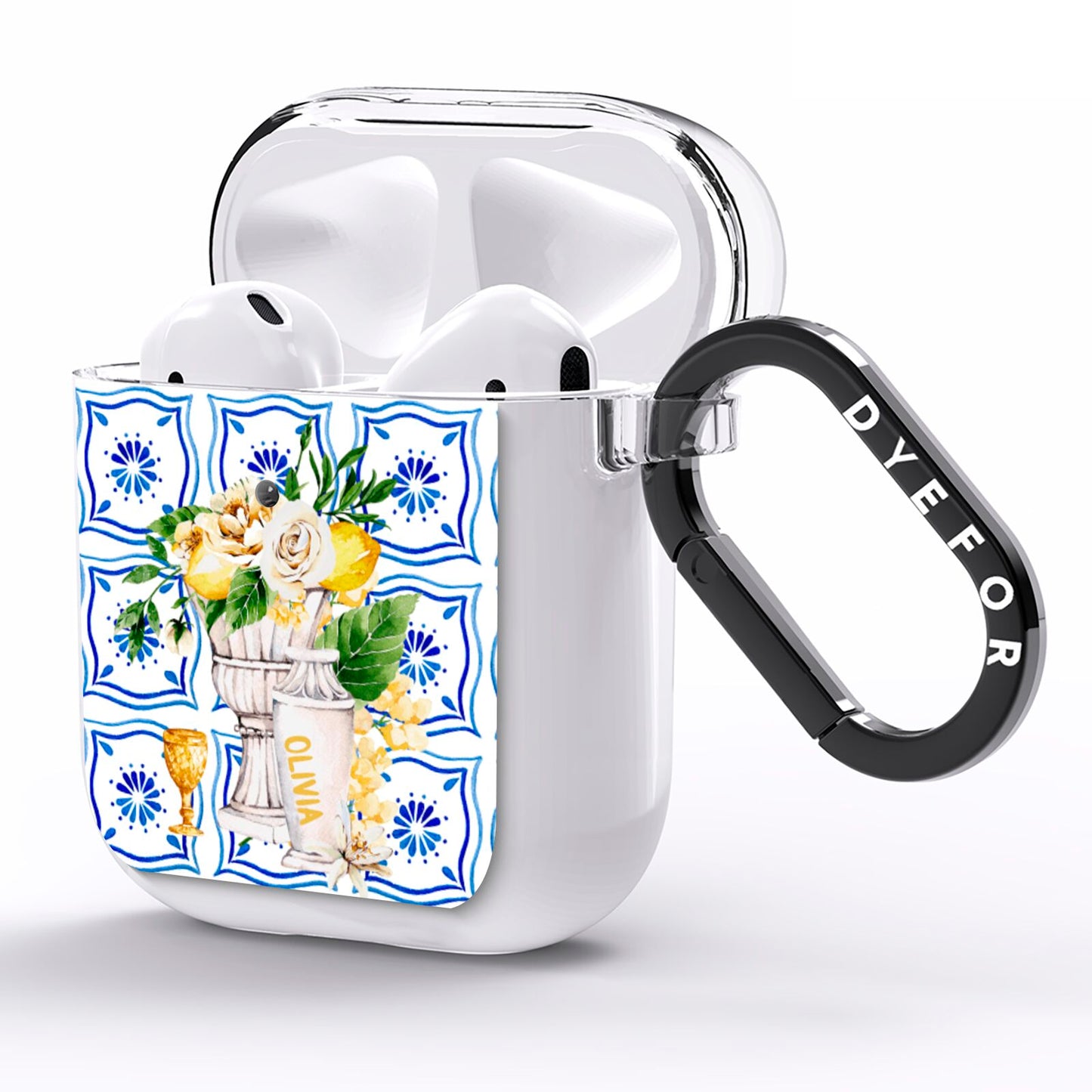 Personalised Greek Tiles AirPods Clear Case Side Image