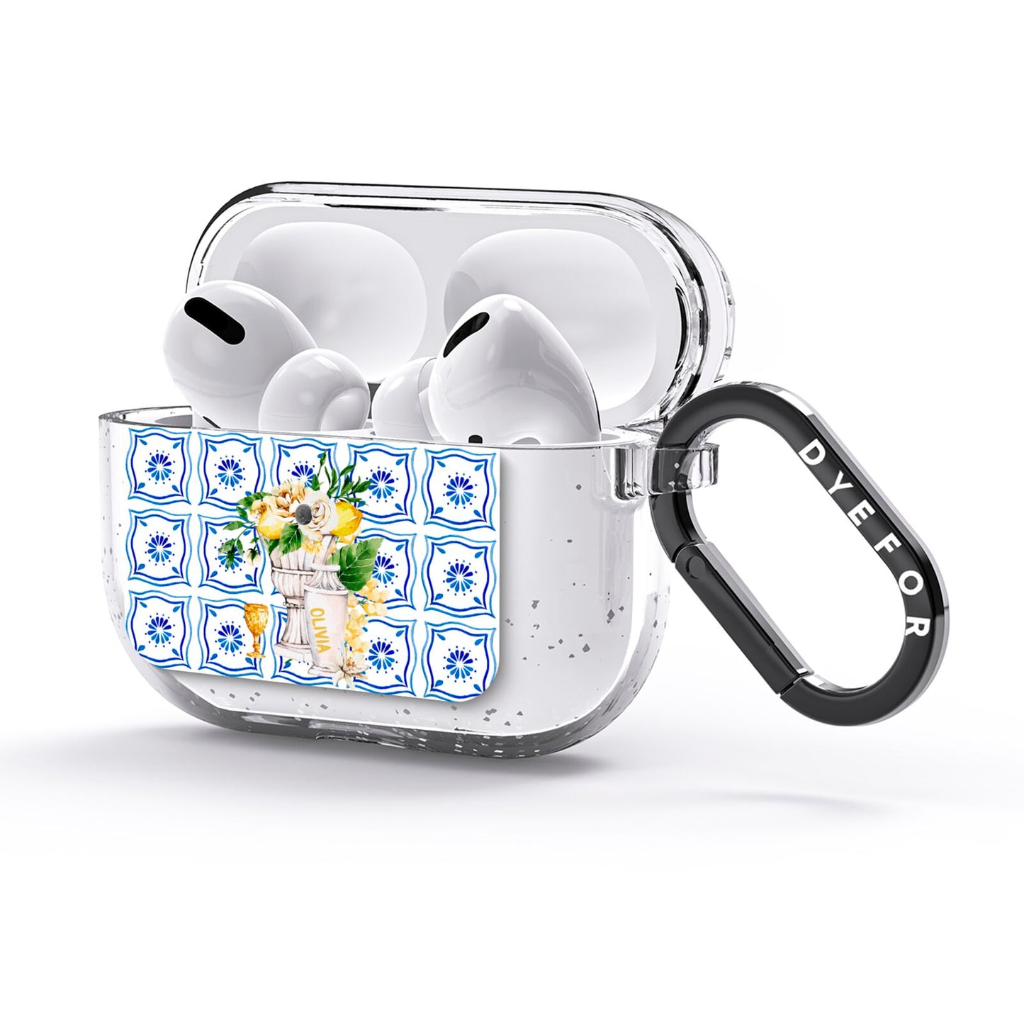 Personalised Greek Tiles AirPods Glitter Case 3rd Gen Side Image