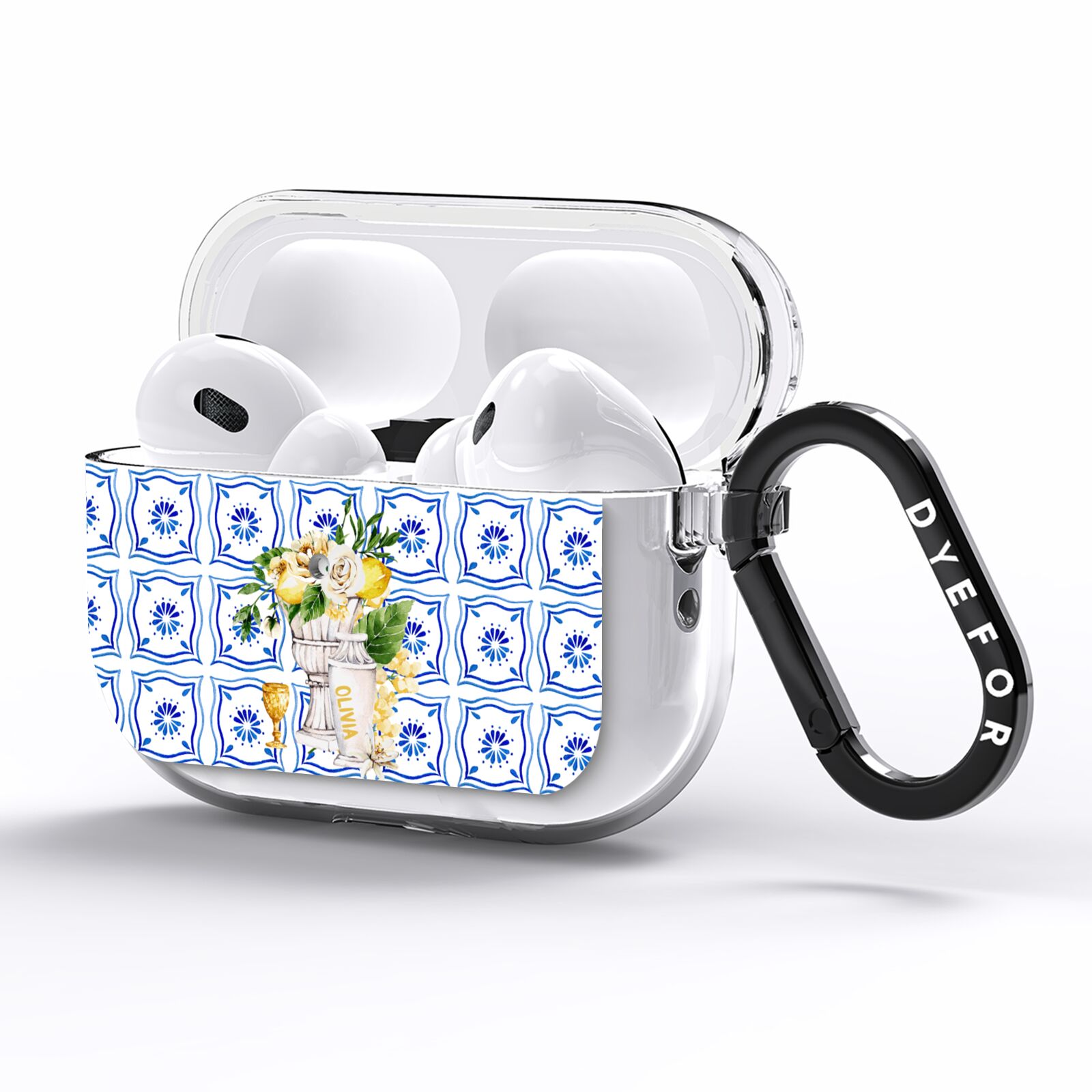 Personalised Greek Tiles AirPods Pro Clear Case Side Image