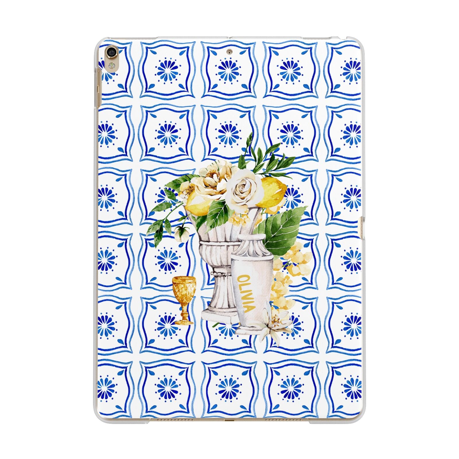 Personalised Greek Tiles Apple iPad Gold Case