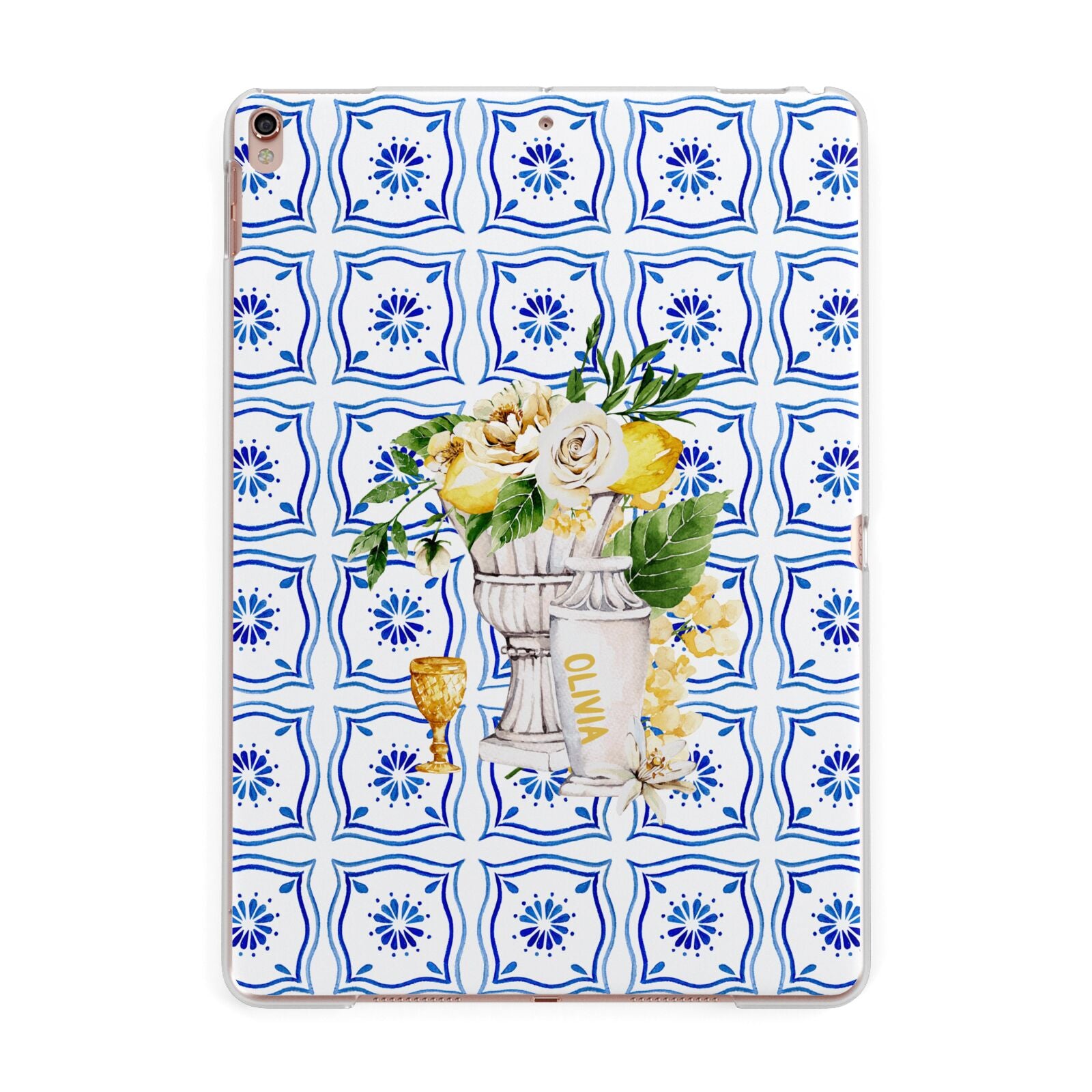 Personalised Greek Tiles Apple iPad Rose Gold Case