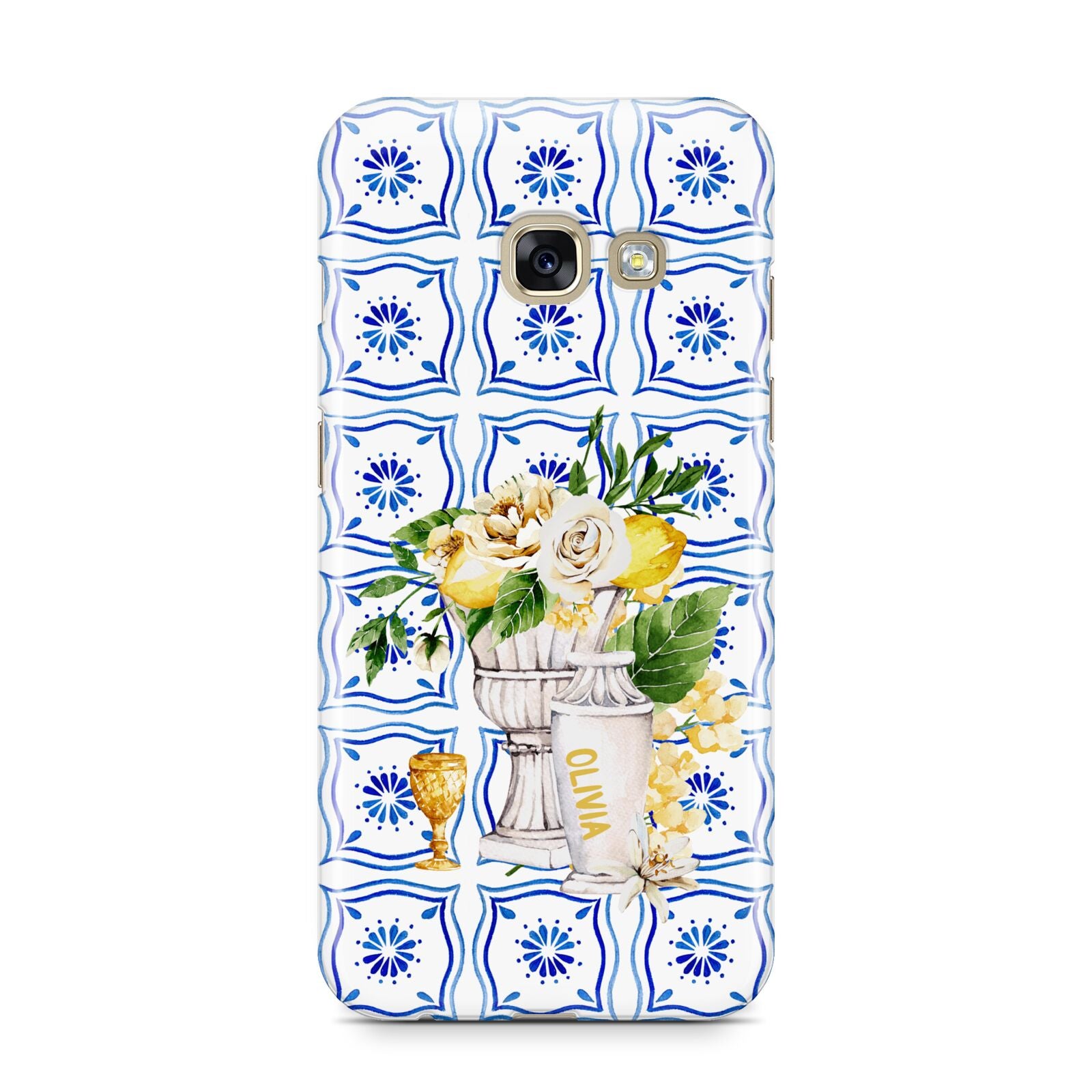 Personalised Greek Tiles Samsung Galaxy A3 2017 Case on gold phone