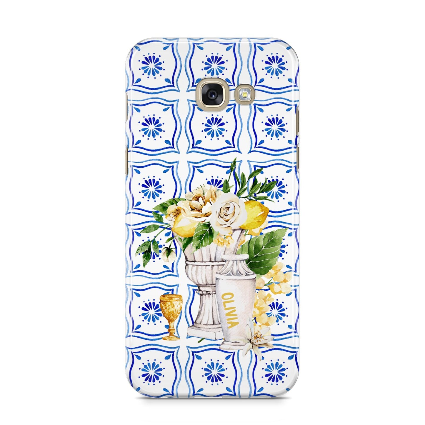 Personalised Greek Tiles Samsung Galaxy A5 2017 Case on gold phone