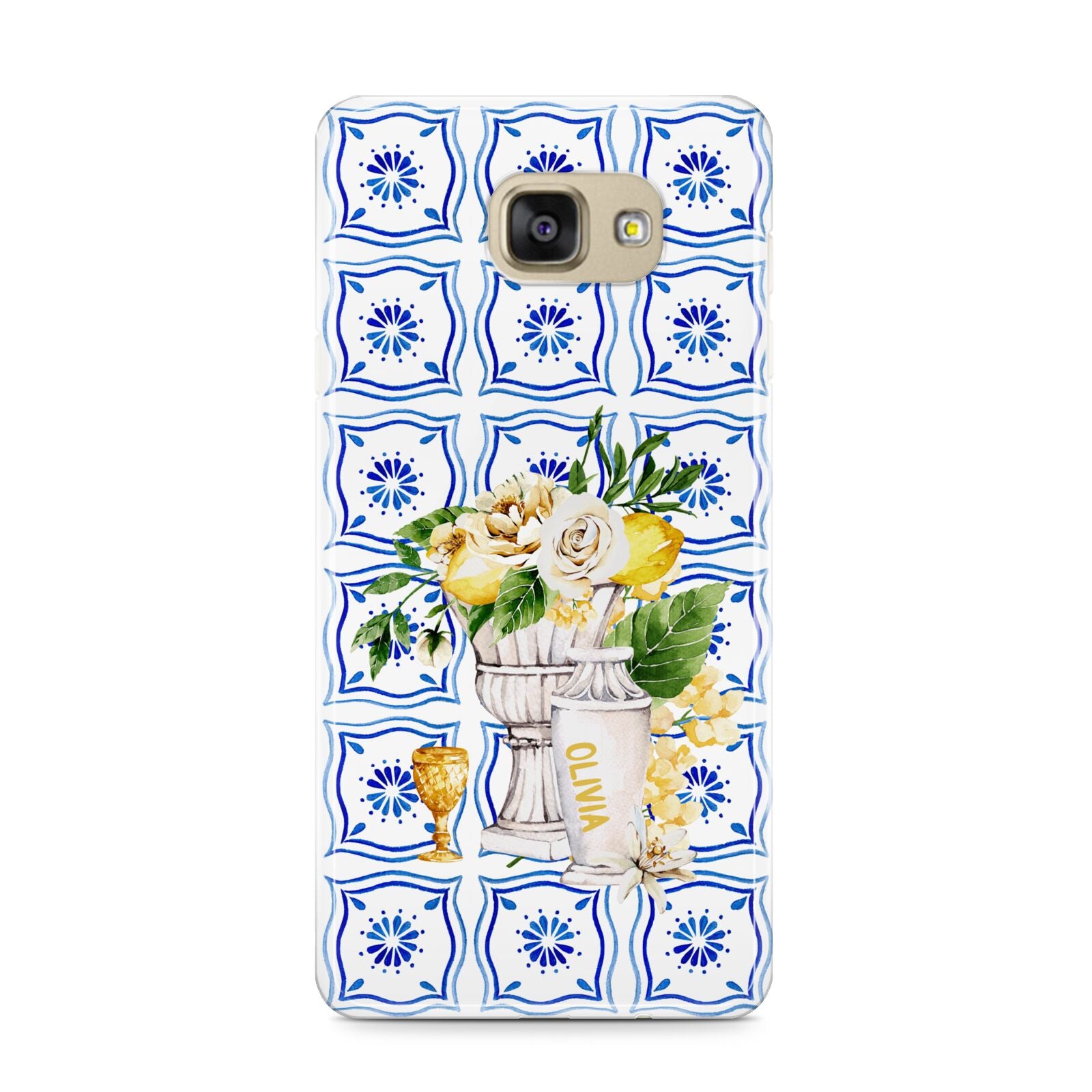 Personalised Greek Tiles Samsung Galaxy A9 2016 Case on gold phone