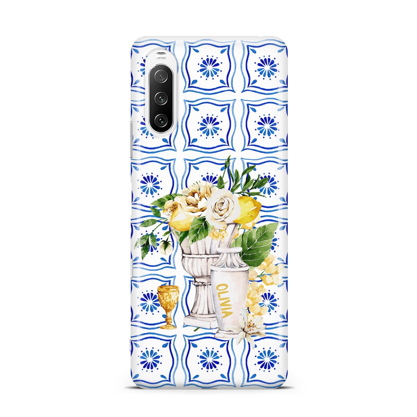 Personalised Greek Tiles Sony Xperia 10 III Case