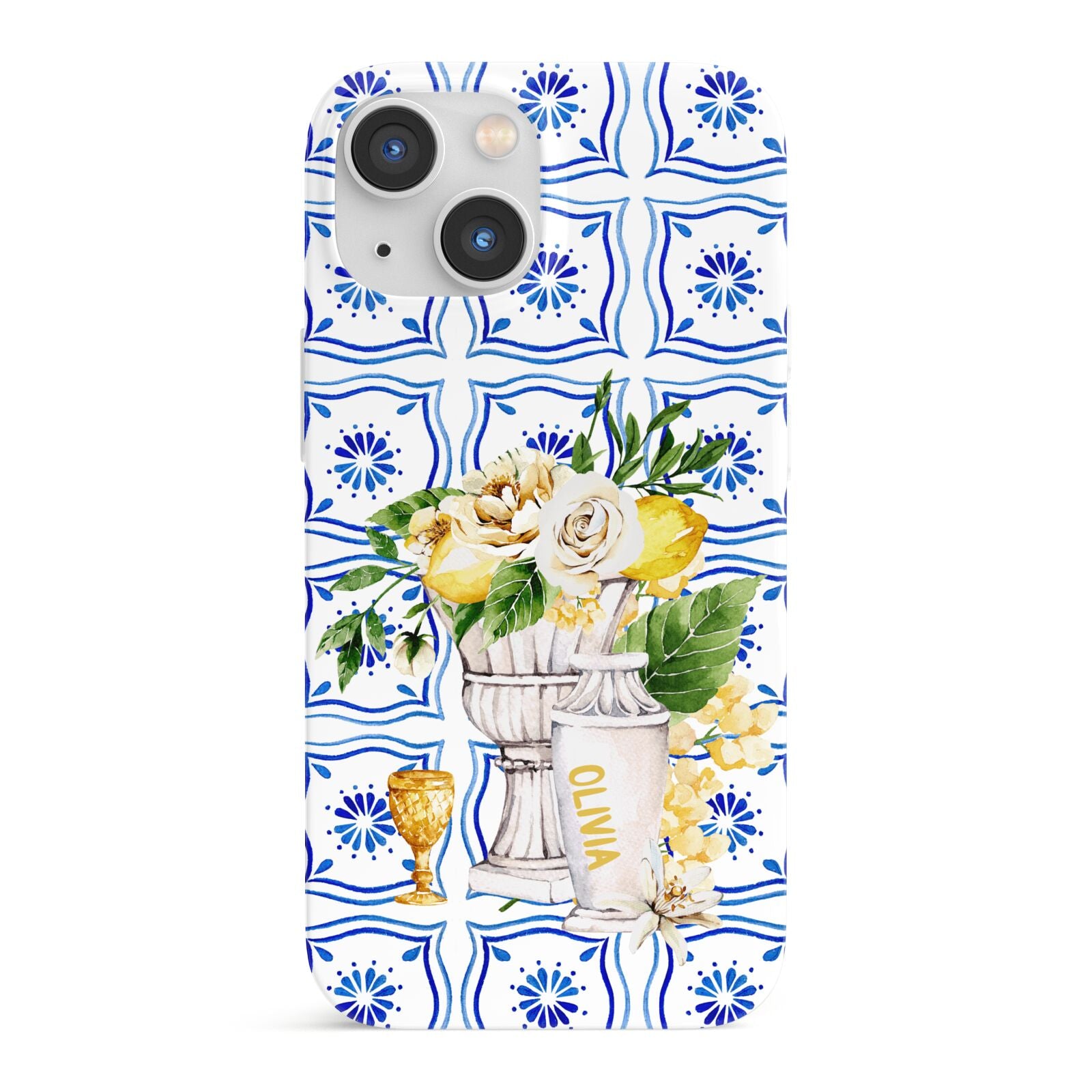 Personalised Greek Tiles iPhone 13 Mini Full Wrap 3D Snap Case