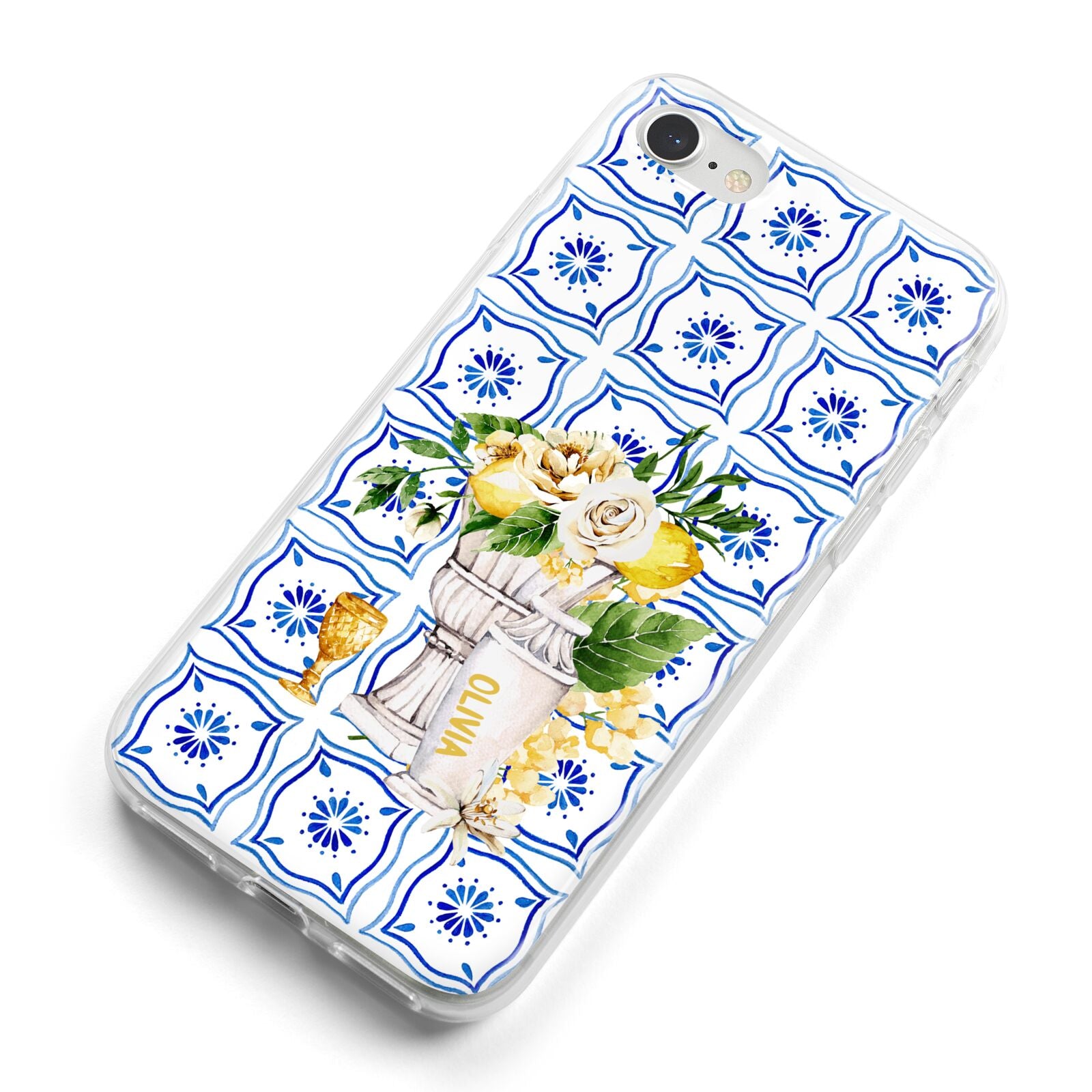 Personalised Greek Tiles iPhone 8 Bumper Case on Silver iPhone Alternative Image