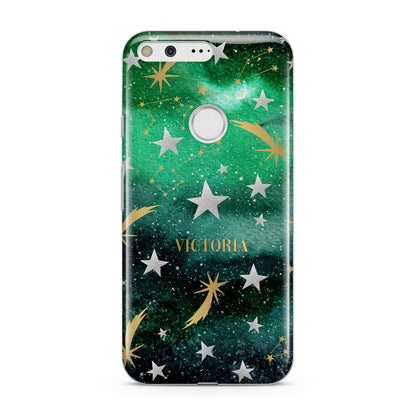 Personalised Green Cloud Stars Google Pixel Case