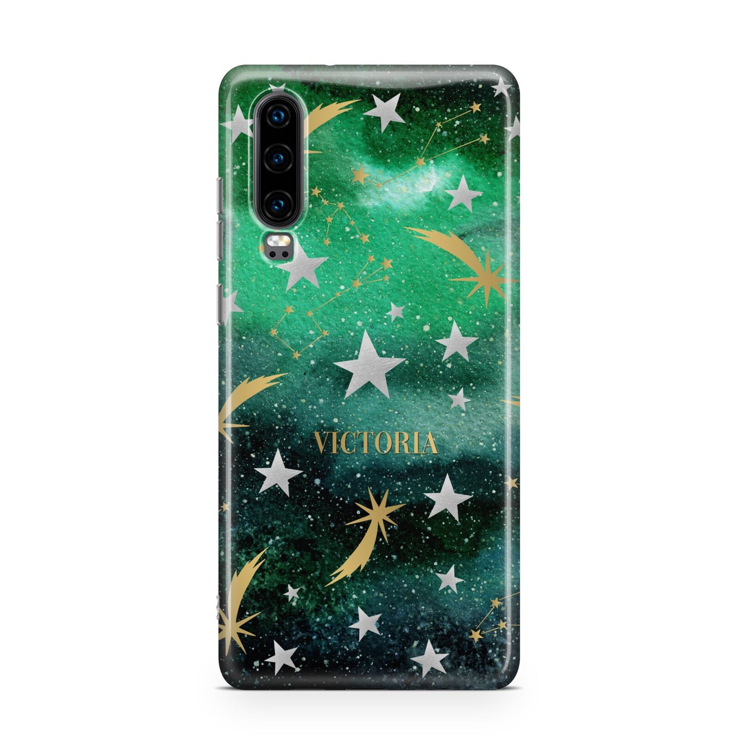 Personalised Green Cloud Stars Huawei P30 Phone Case