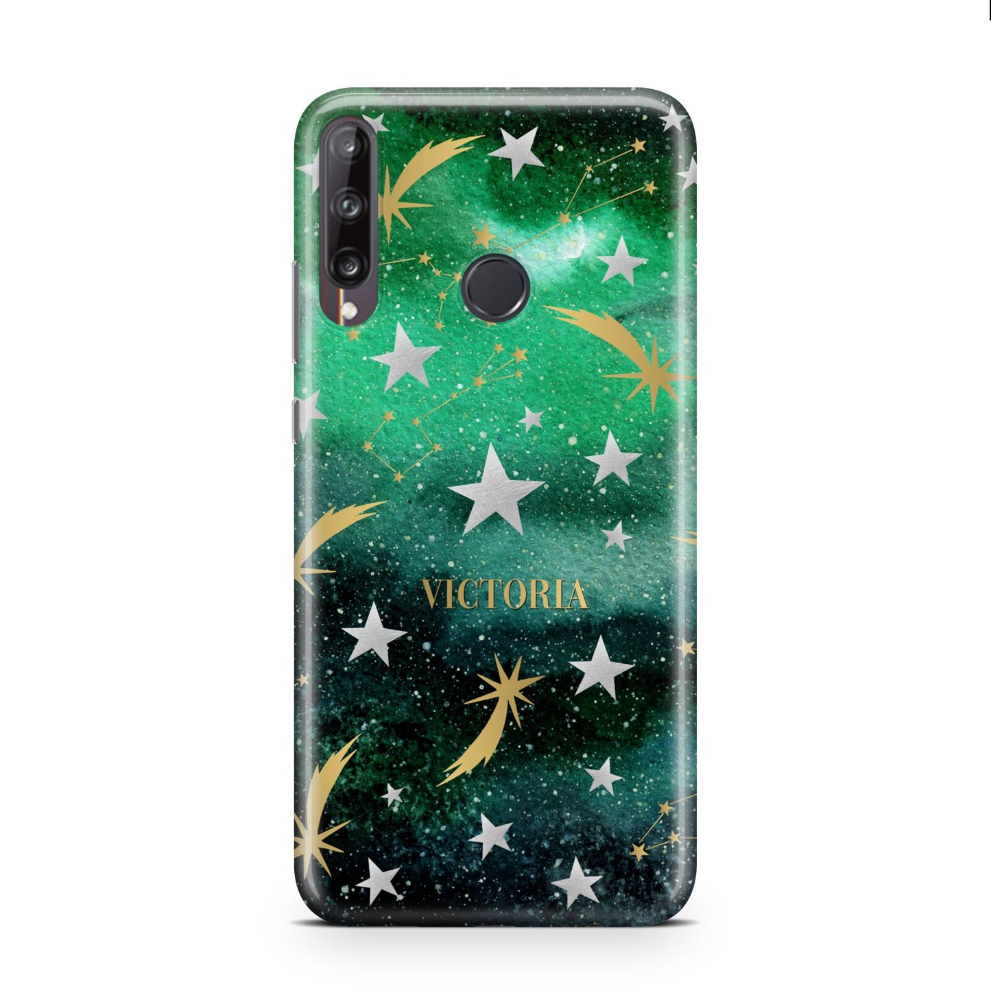 Personalised Green Cloud Stars Huawei P40 Lite E Phone Case