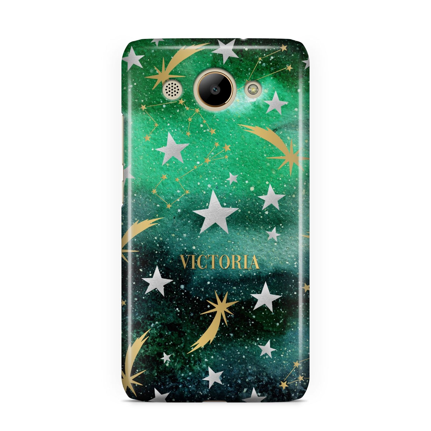 Personalised Green Cloud Stars Huawei Y3 2017