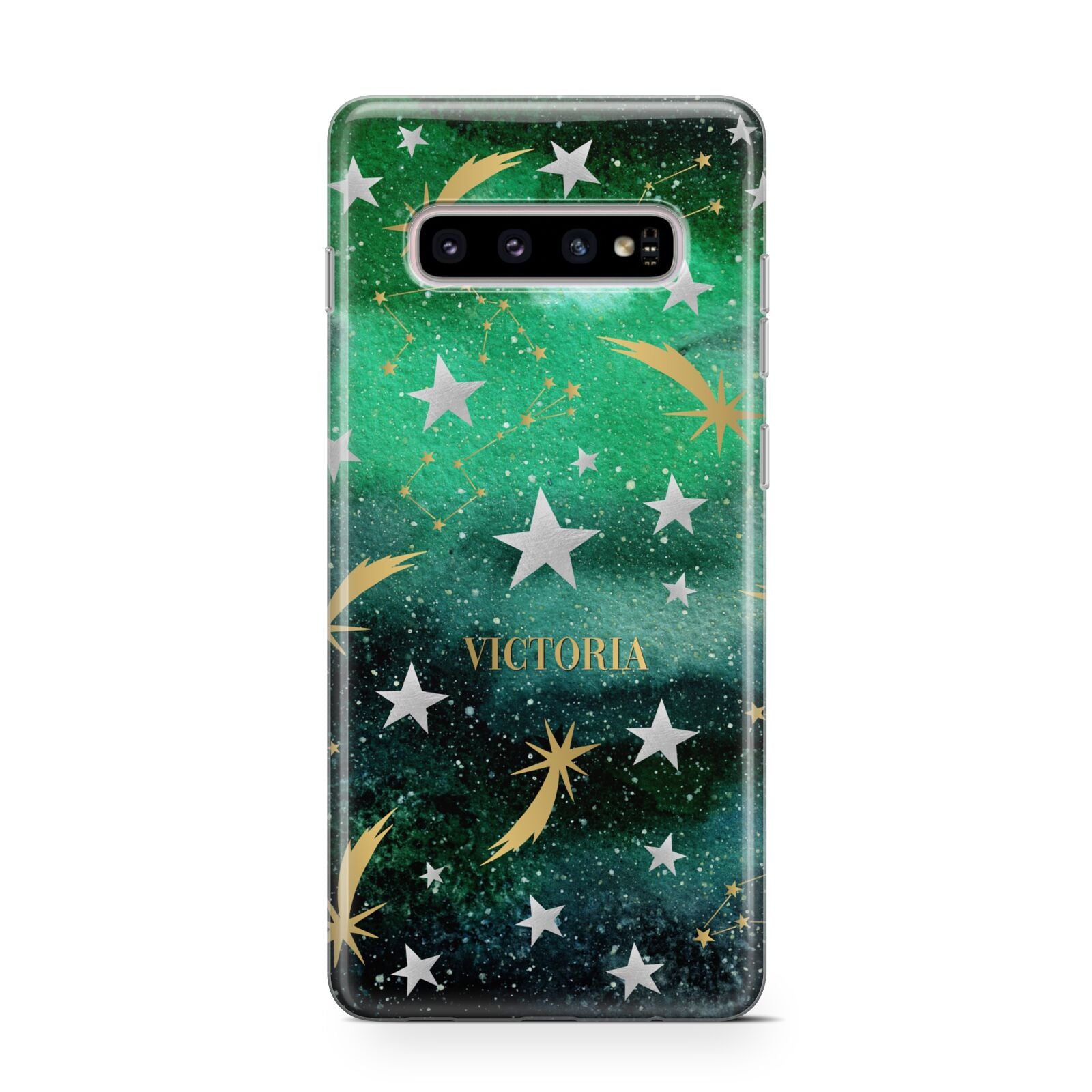 Personalised Green Cloud Stars Protective Samsung Galaxy Case