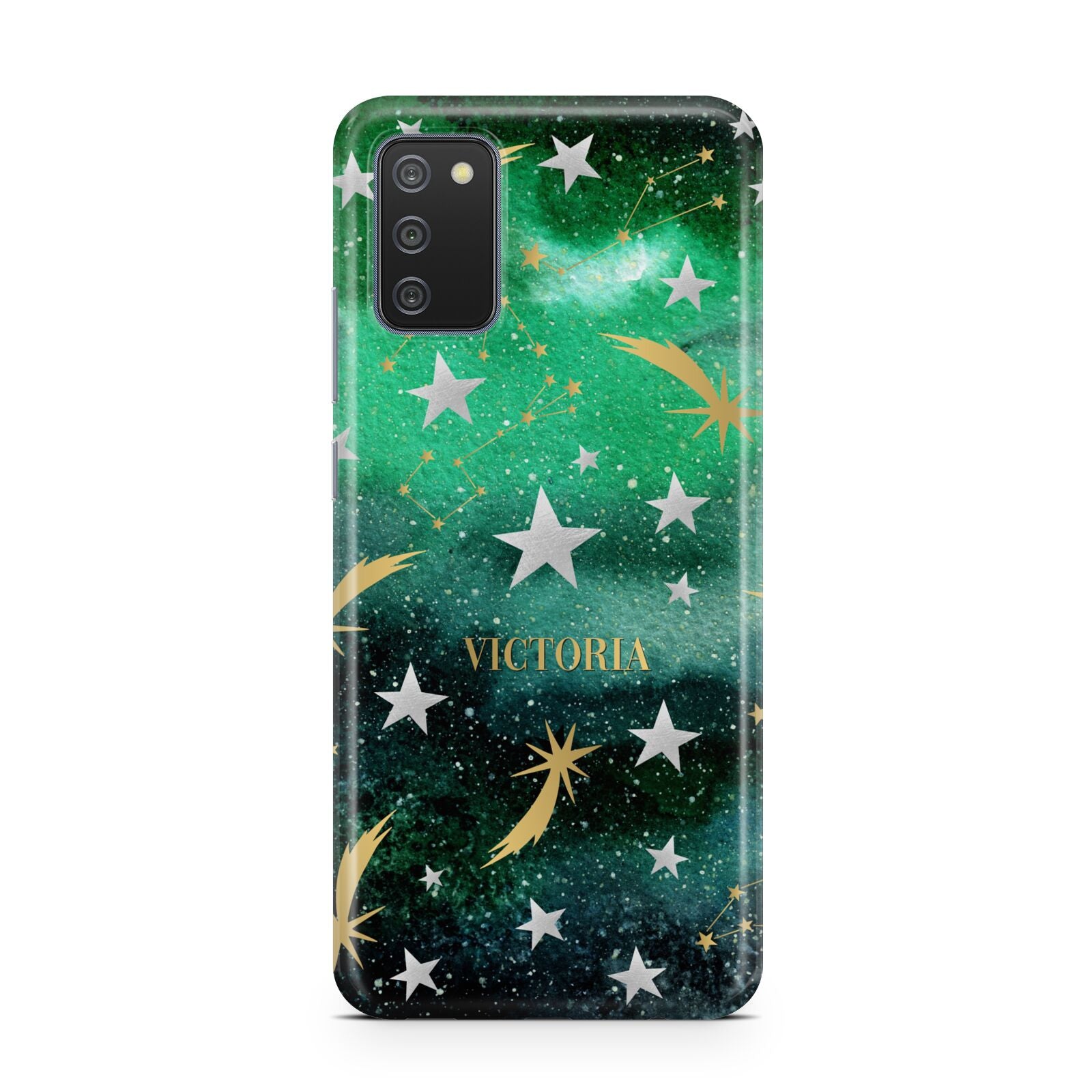 Personalised Green Cloud Stars Samsung A02s Case