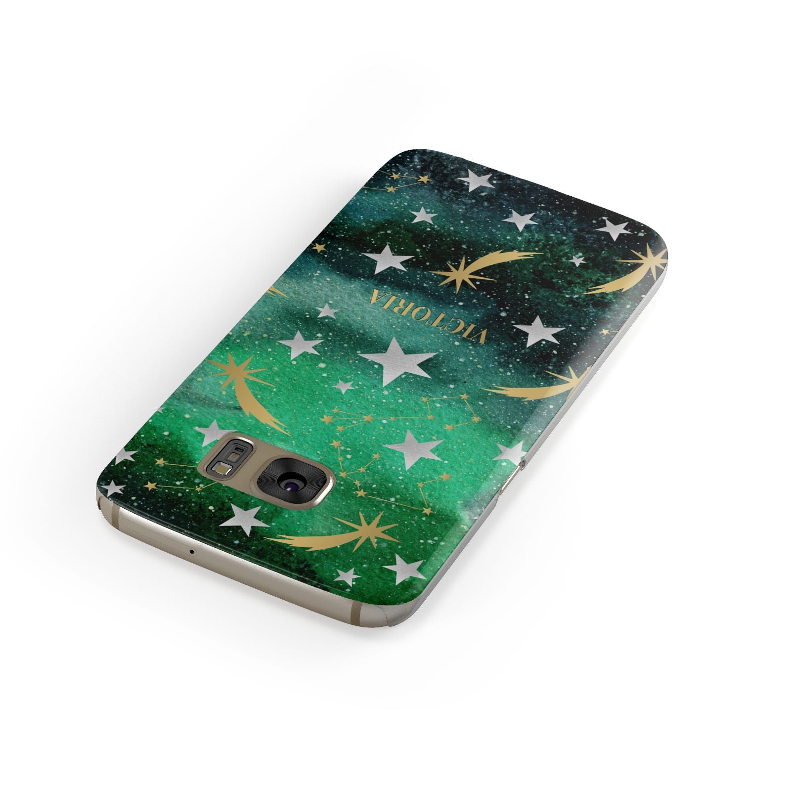 Personalised Green Cloud Stars Samsung Galaxy Case Front Close Up