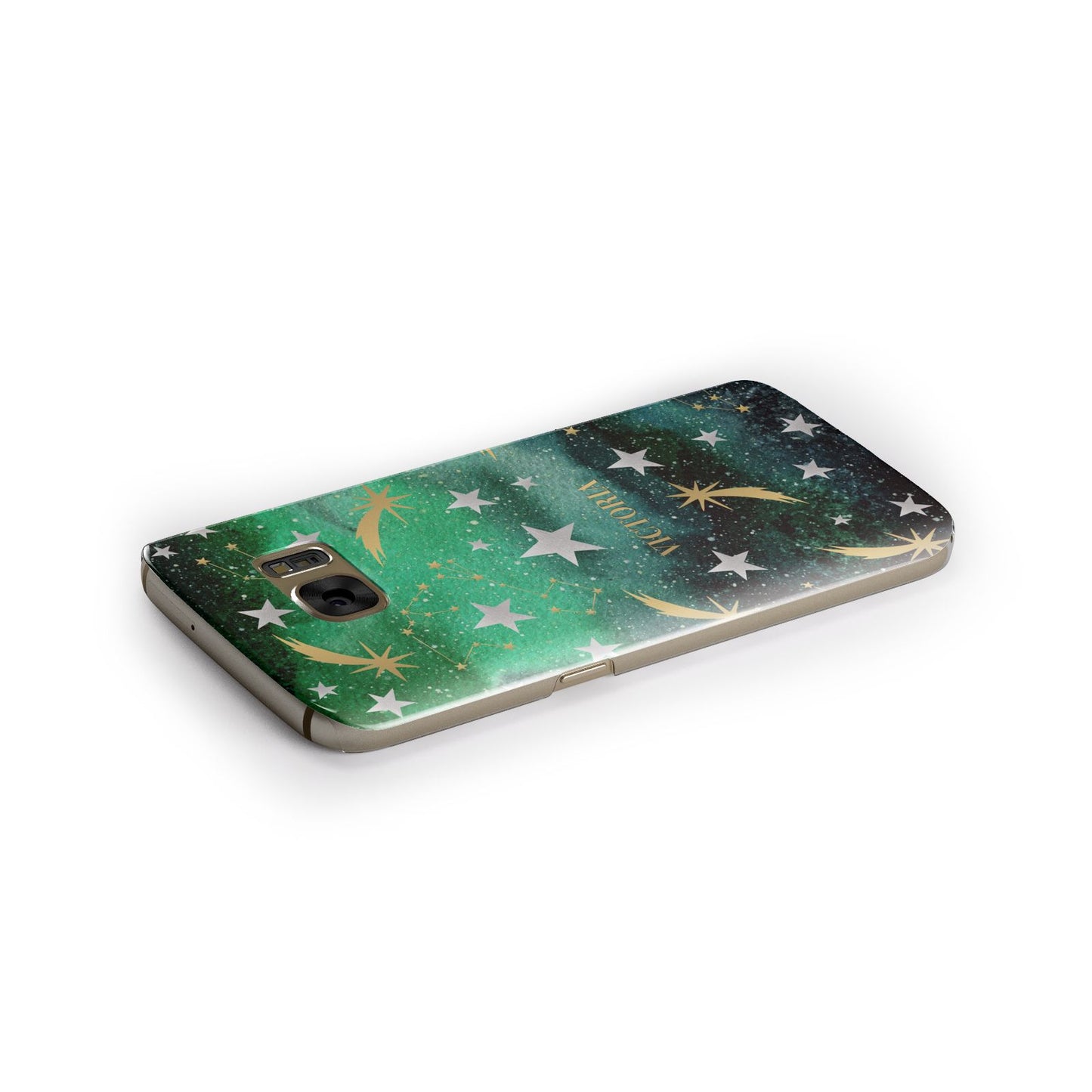 Personalised Green Cloud Stars Samsung Galaxy Case Side Close Up