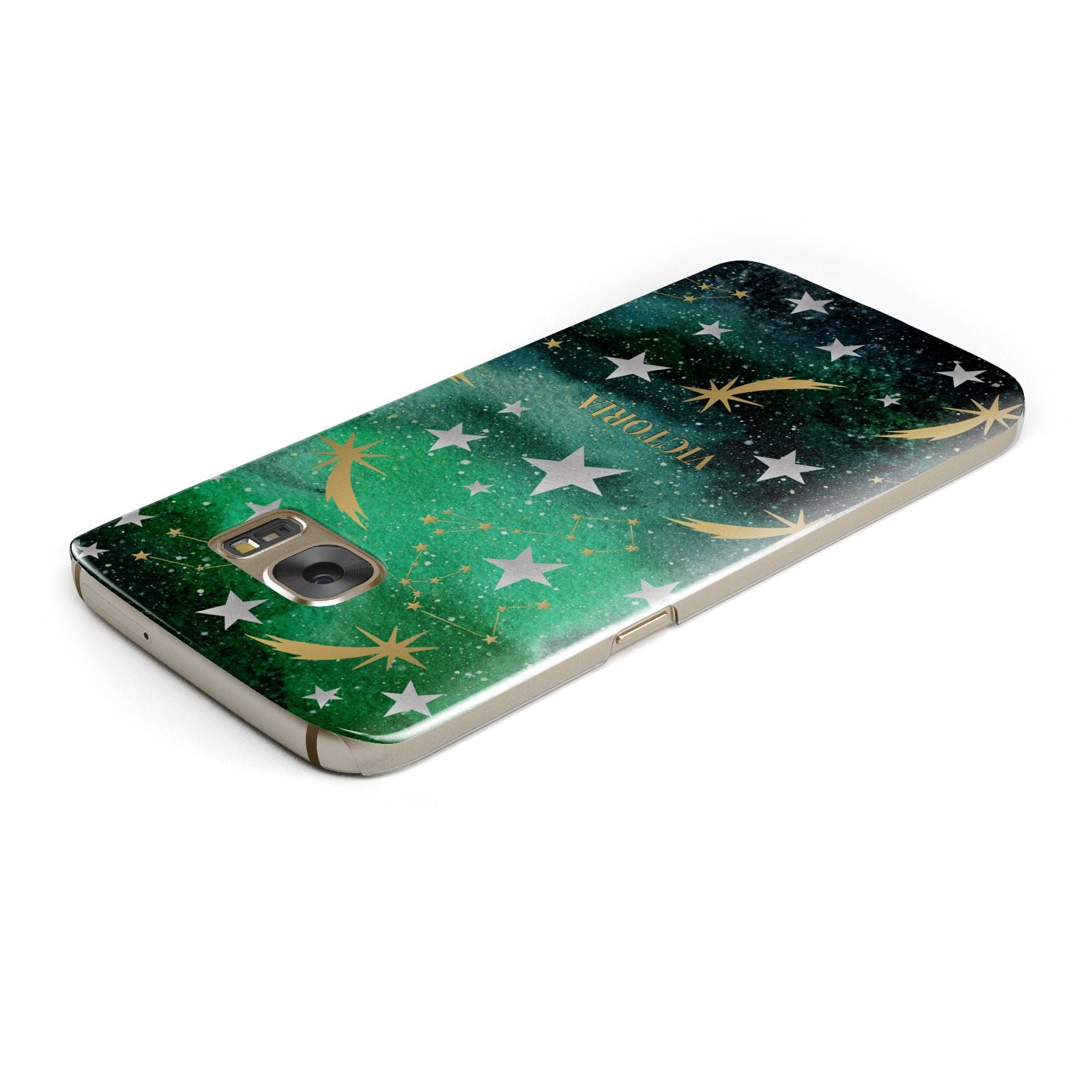 Personalised Green Cloud Stars Samsung Galaxy Case Top Cutout