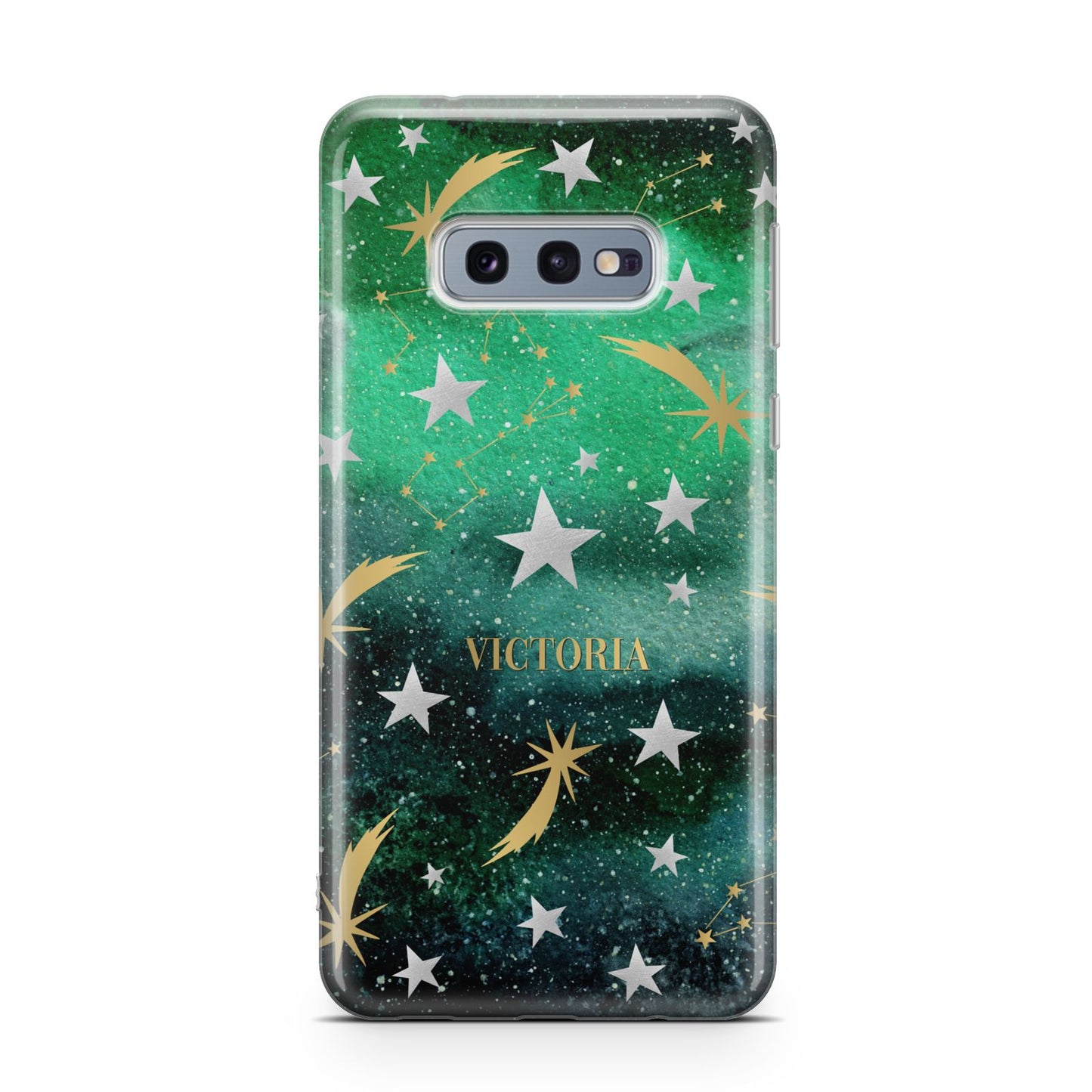 Personalised Green Cloud Stars Samsung Galaxy S10E Case