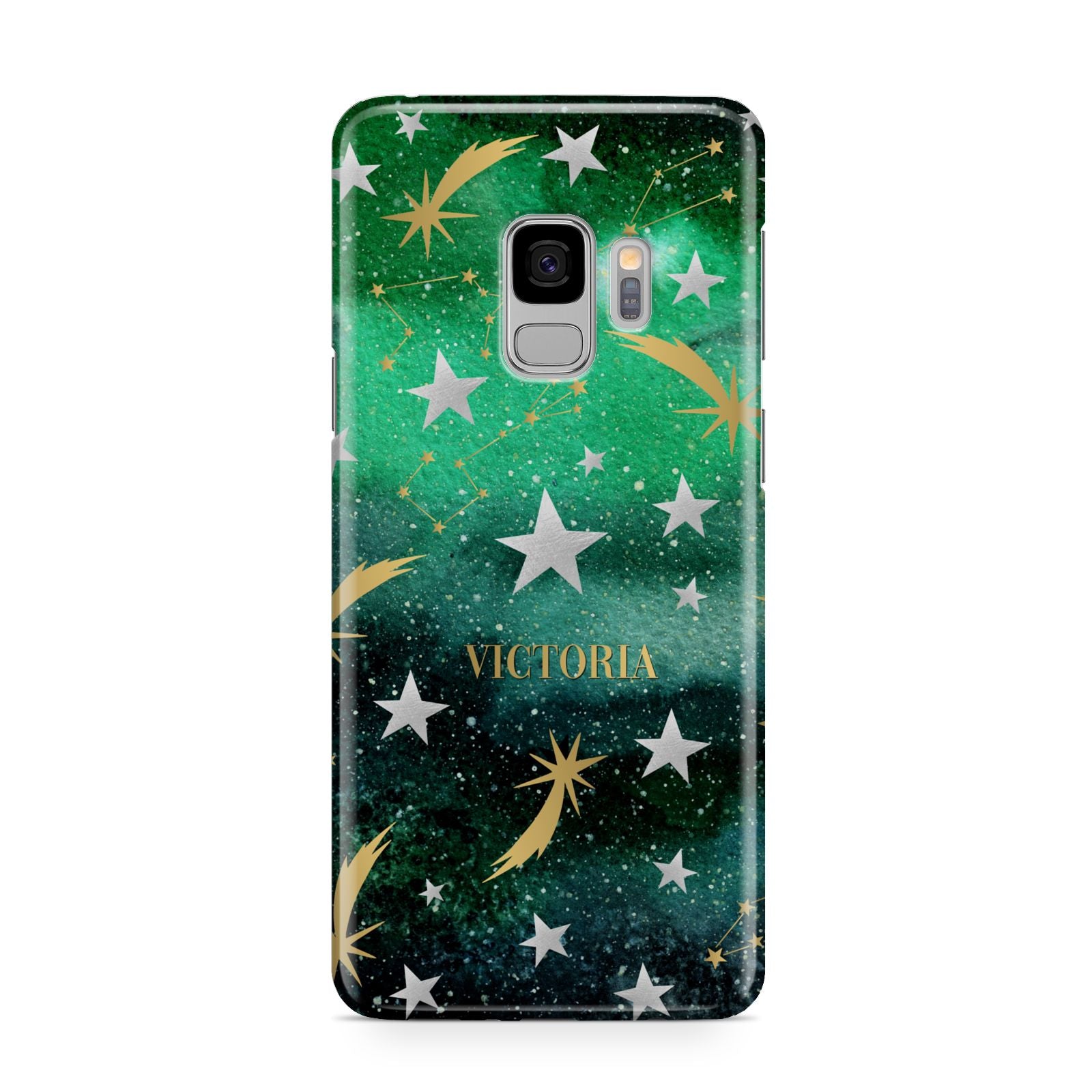 Personalised Green Cloud Stars Samsung Galaxy S9 Case