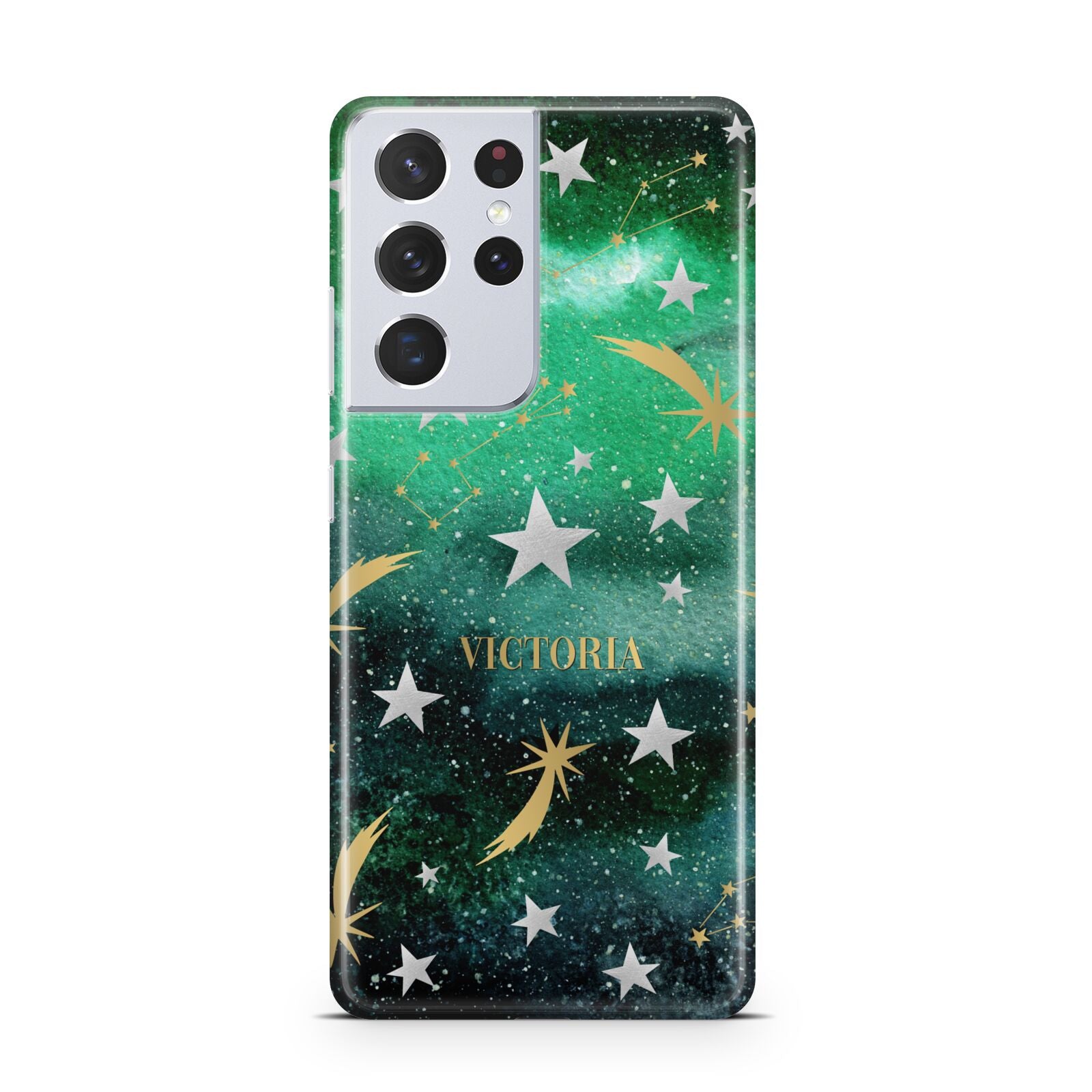 Personalised Green Cloud Stars Samsung S21 Ultra Case