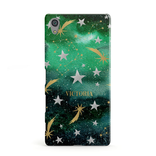 Personalised Green Cloud Stars Sony Xperia Case