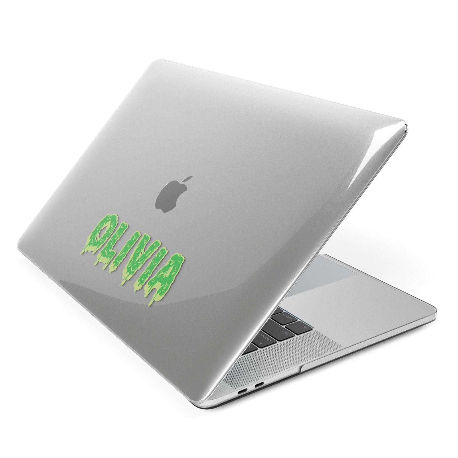 Personalised Green Halloween Slime Text Apple MacBook Case Side View