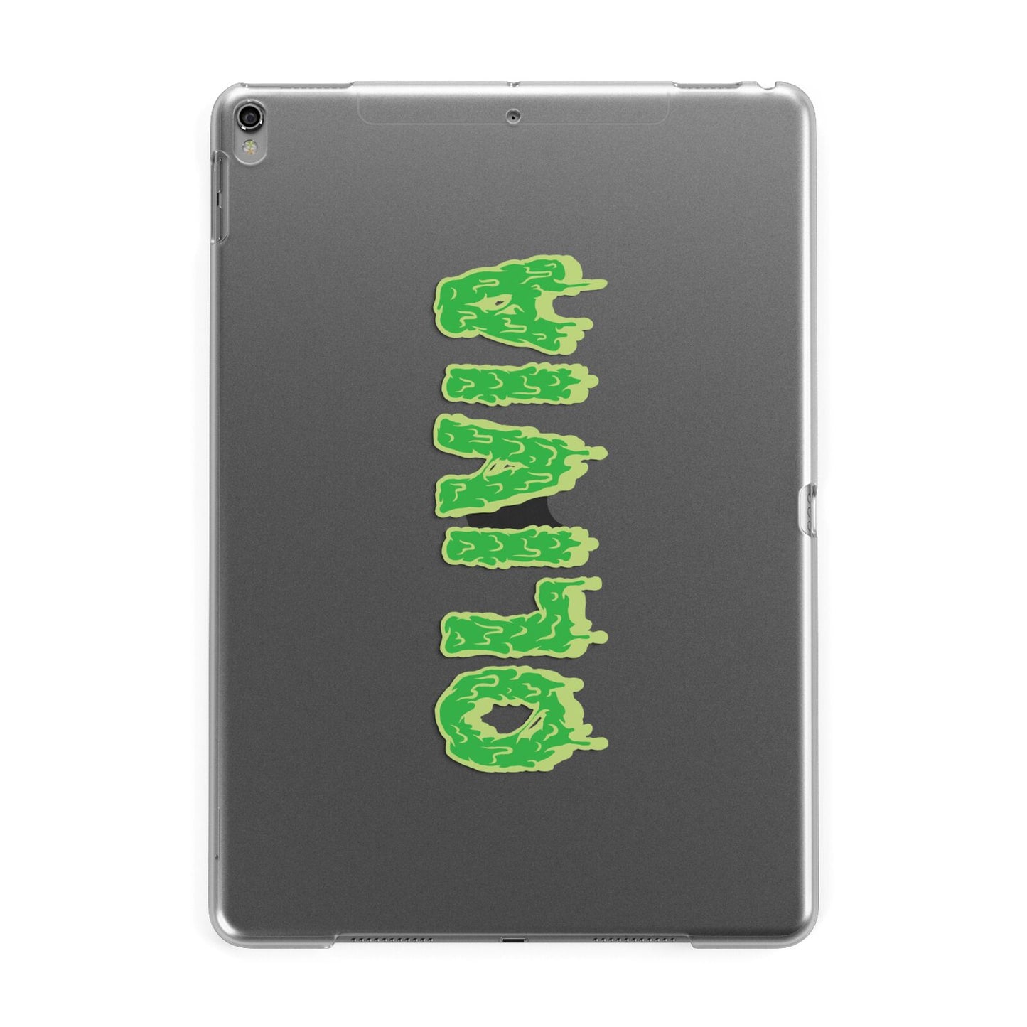 Personalised Green Halloween Slime Text Apple iPad Grey Case