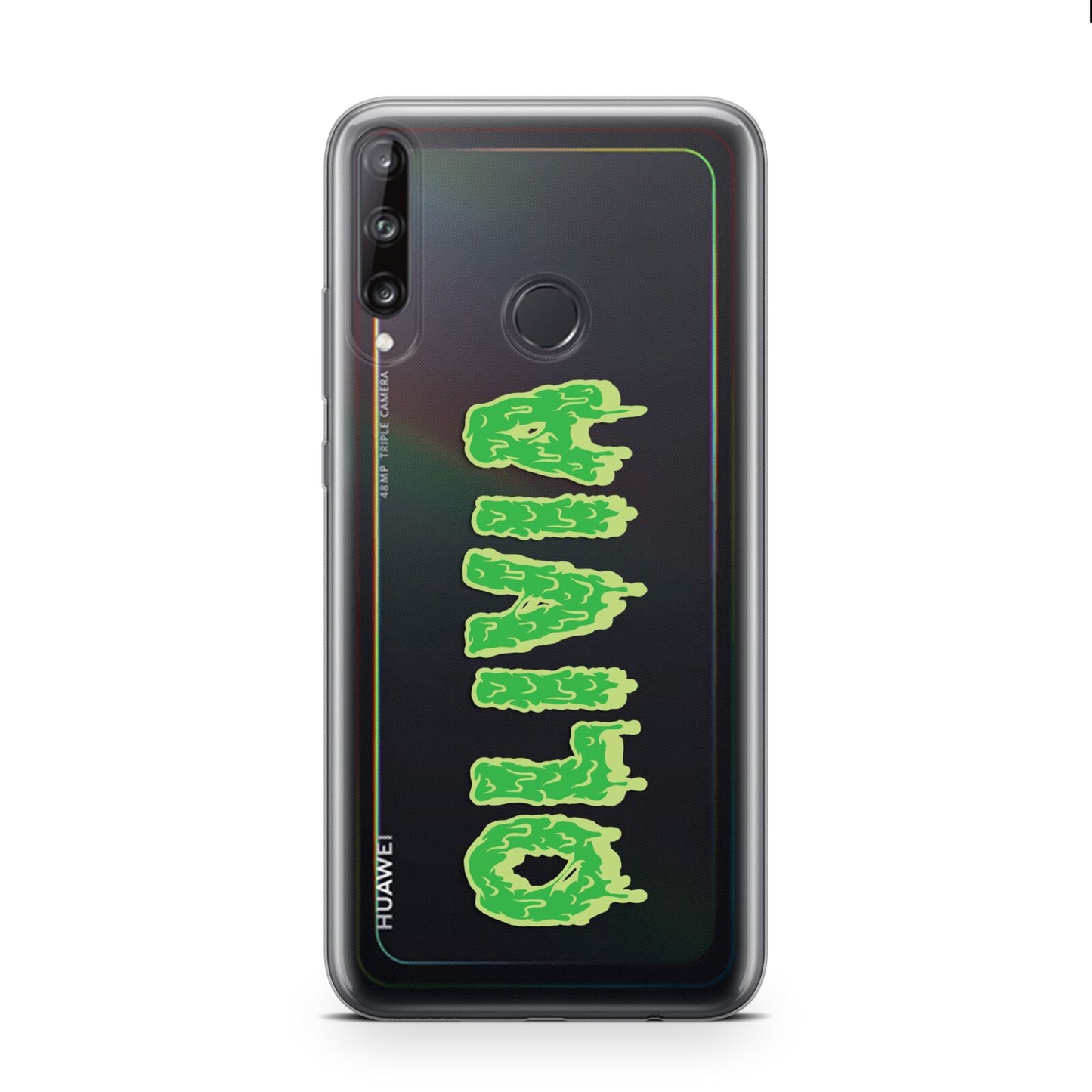 Personalised Green Halloween Slime Text Huawei P40 Lite E Phone Case